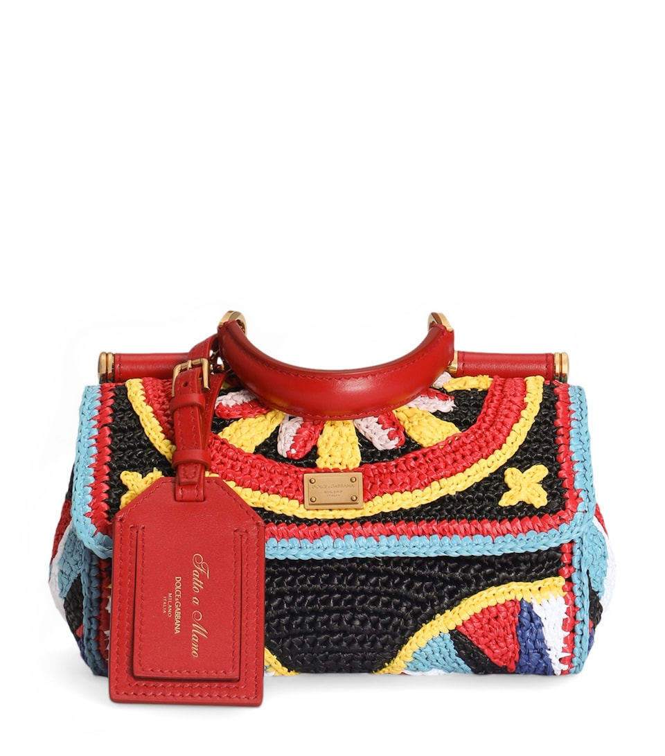 Dolce&Gabbana Raffia My Sicily Top-Handle Bag Multicolor/red