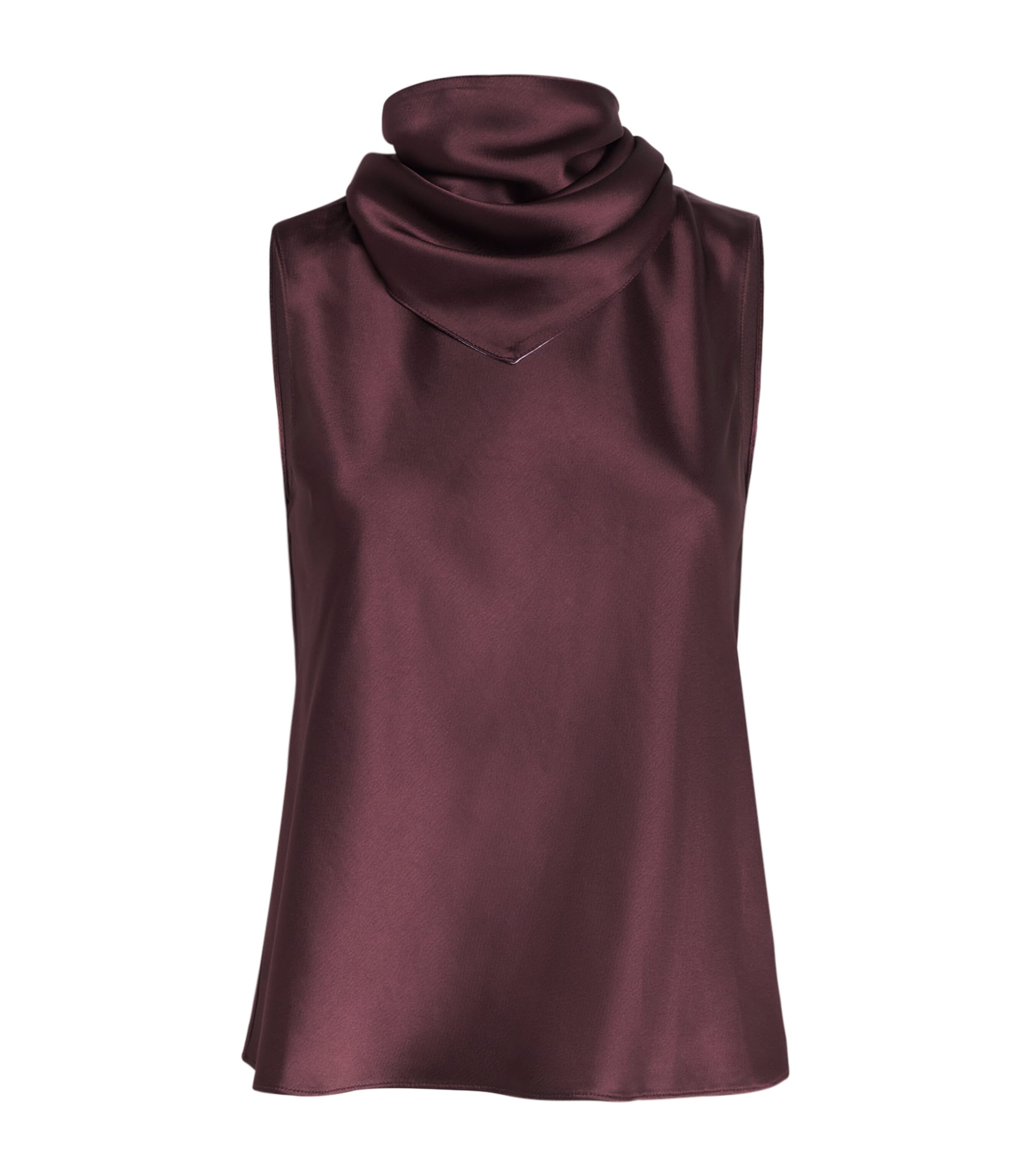 Satin Cowl-Neck Barb Top