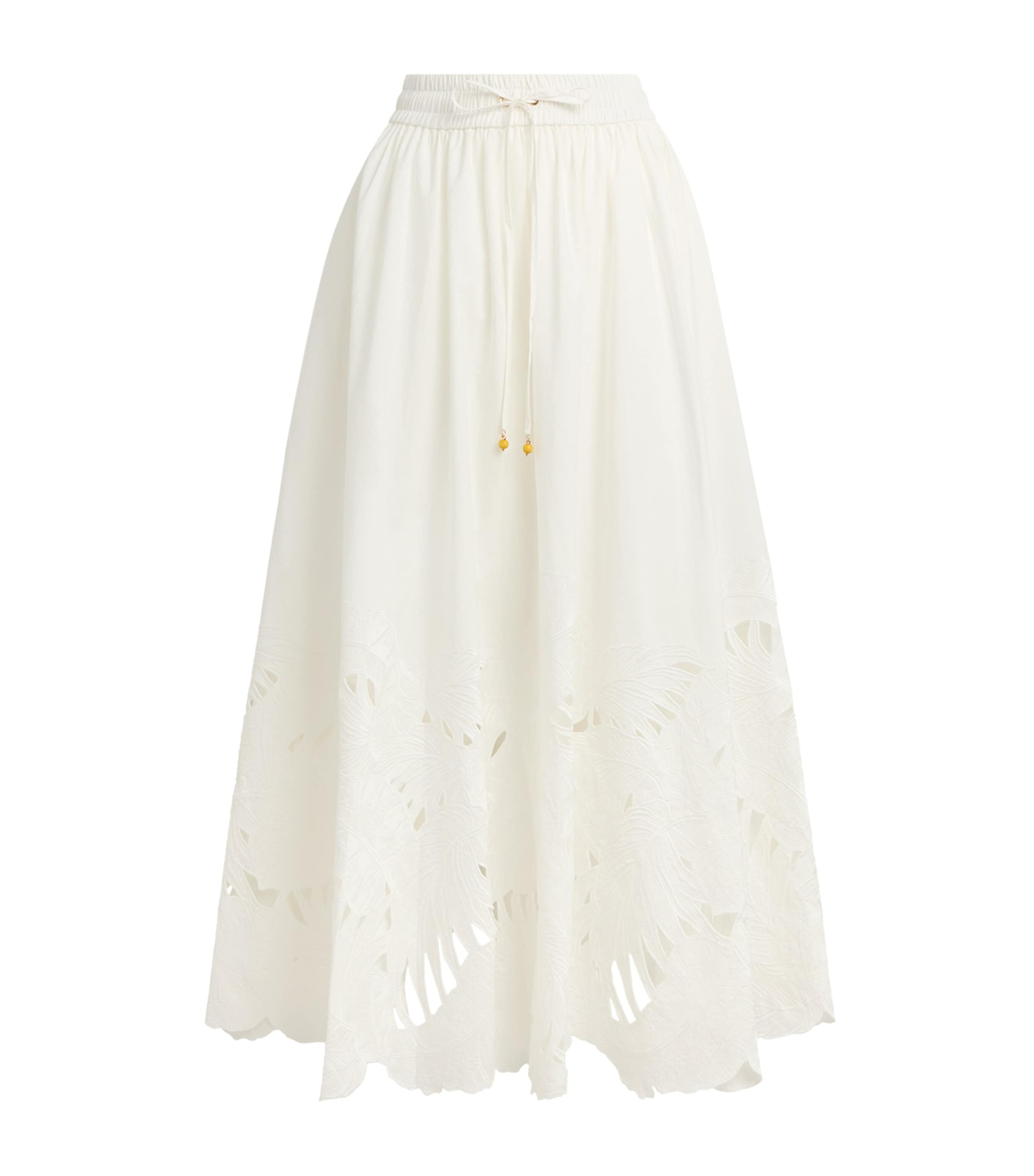 Zimmermann Womens Cotton Mahon Midi Skirt Ivo Ivory
