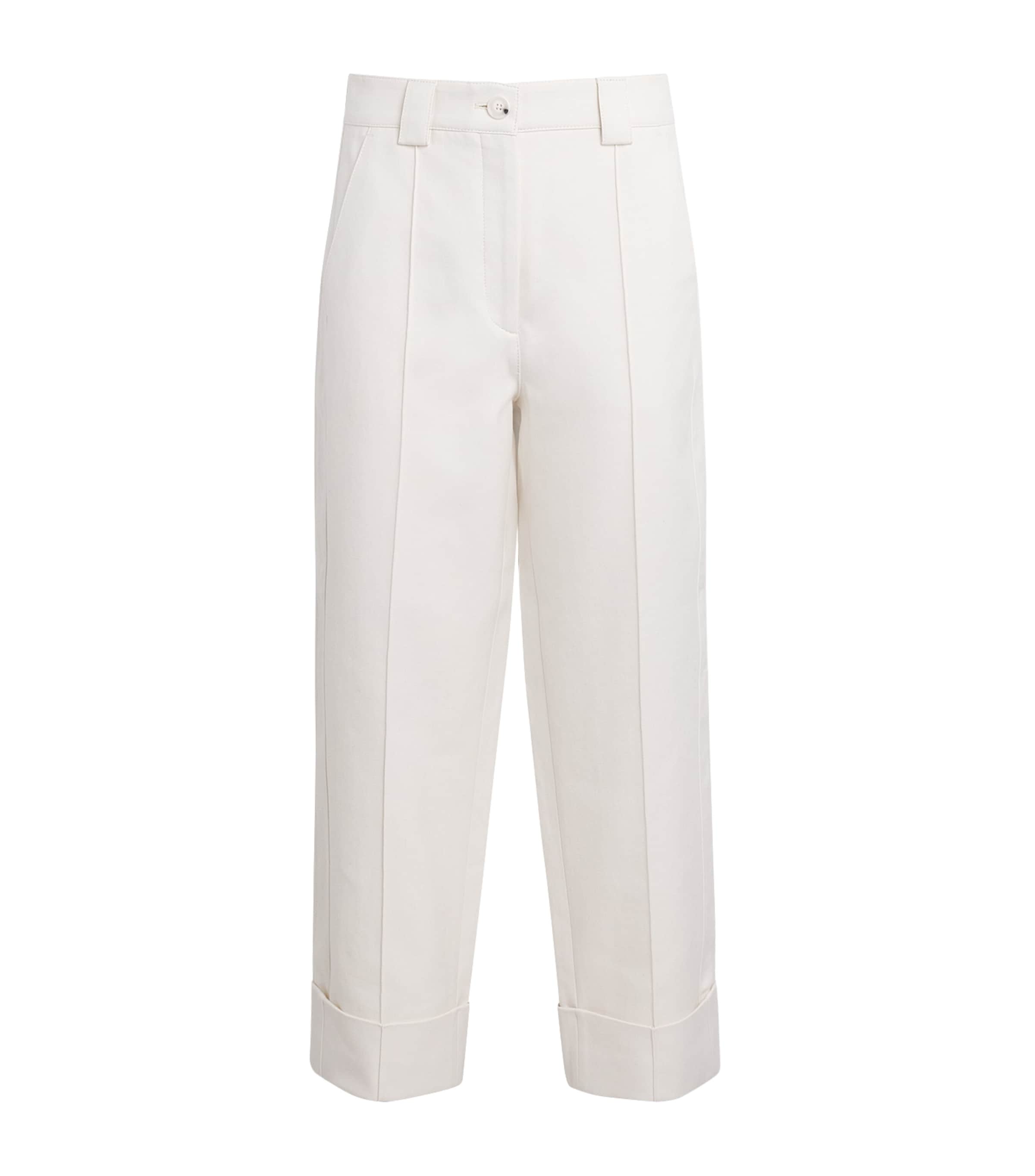 ME+EM Womens Cropped Straight Trousers Soft White