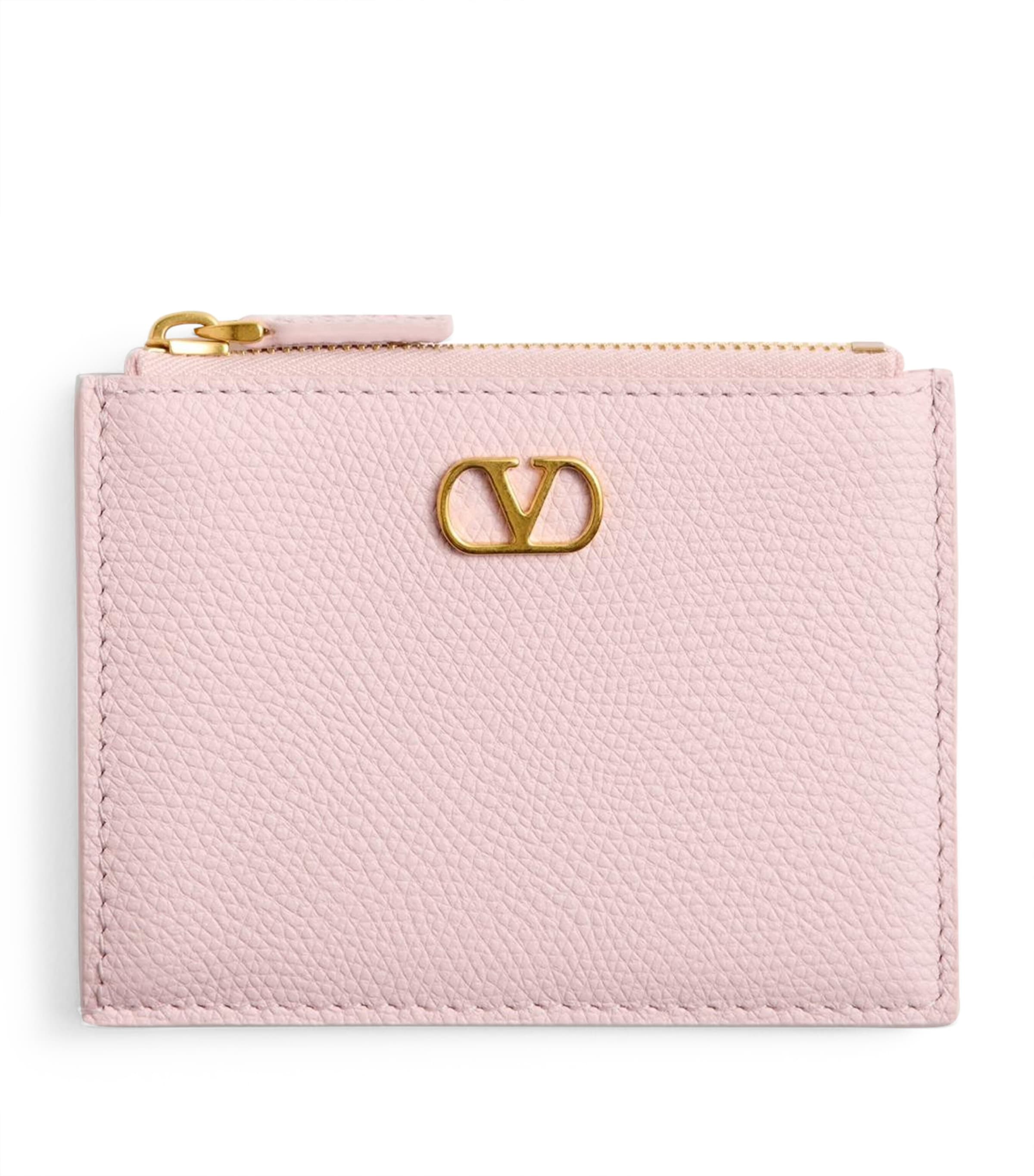 Leather VLogo Signature Zipped Card Holder