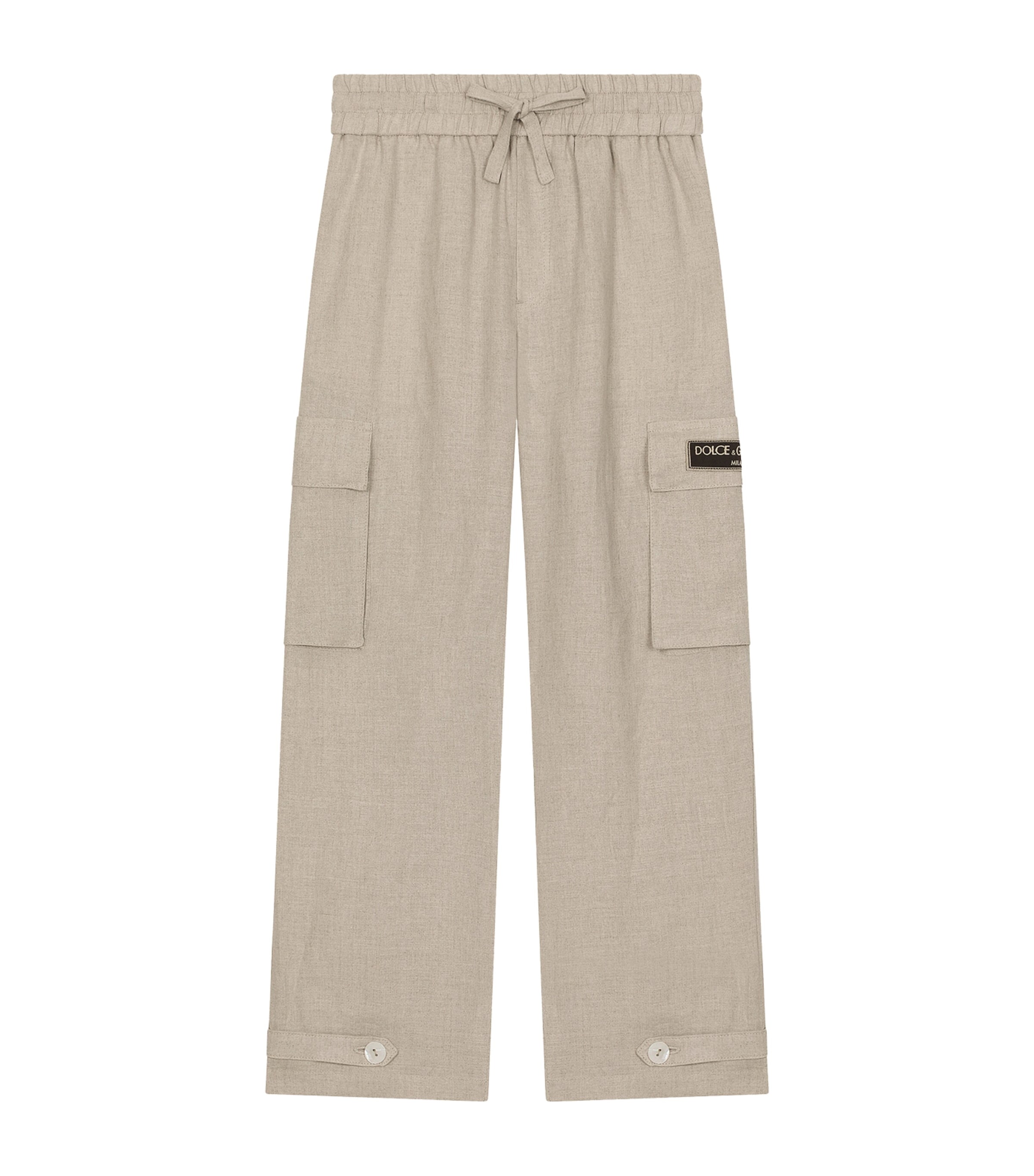 Dolce&Gabbana Kids Linen Logo-Patch Trousers (8-12+ Years) Co