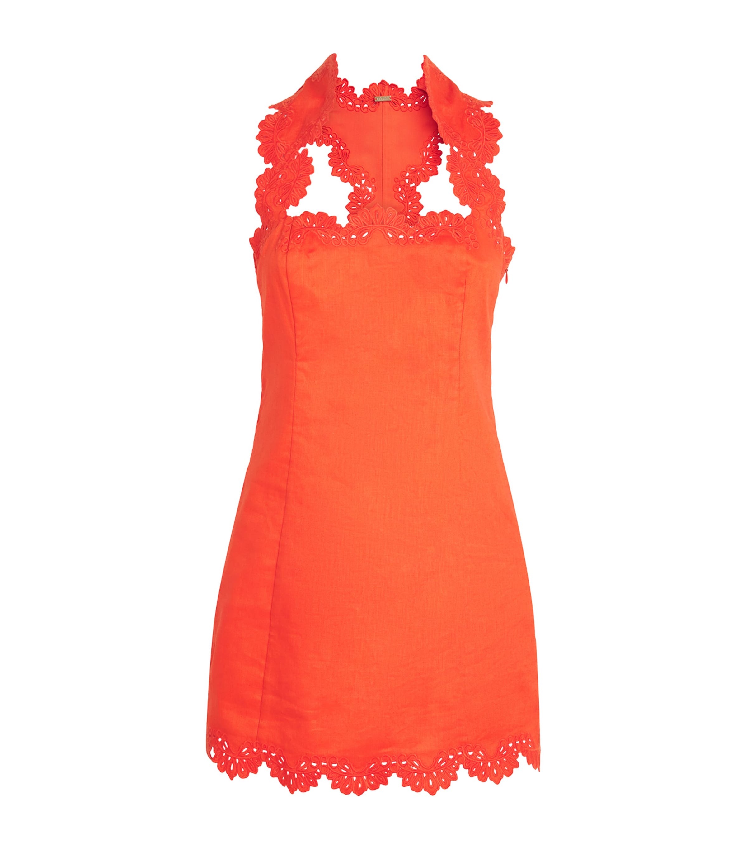Cult Gaia Womens Linen Lace Derry Mini Dress Tangelo