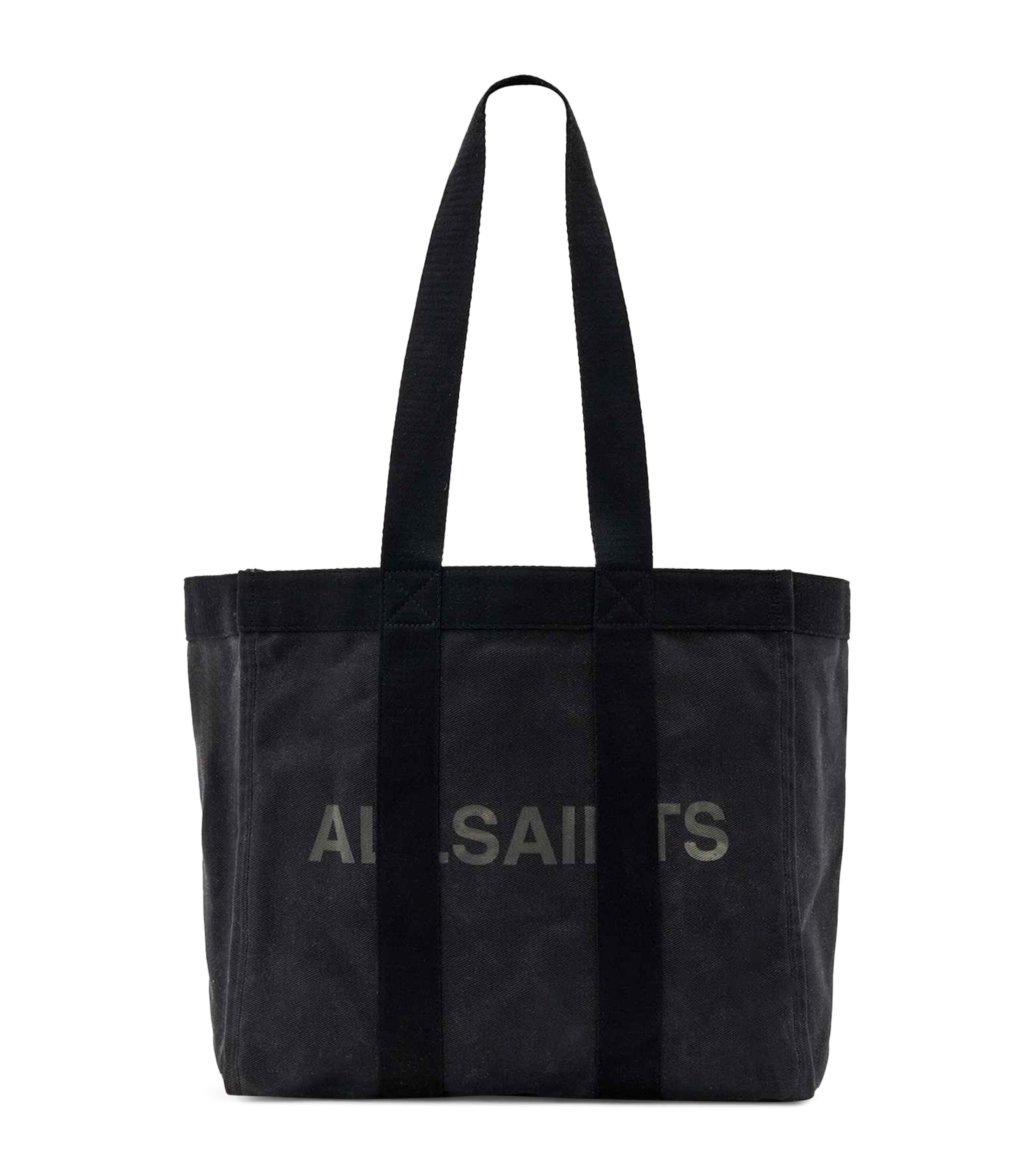 AllSaints Organic Cotton Canvas Layo Tote Bag Washed Black