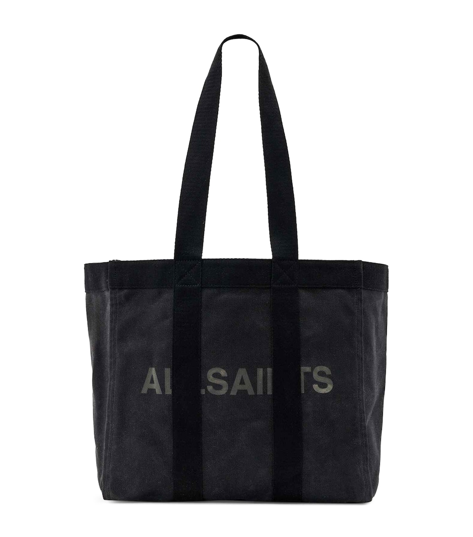 AllSaints Organic Cotton Canvas Layo Tote Bag Washed Black