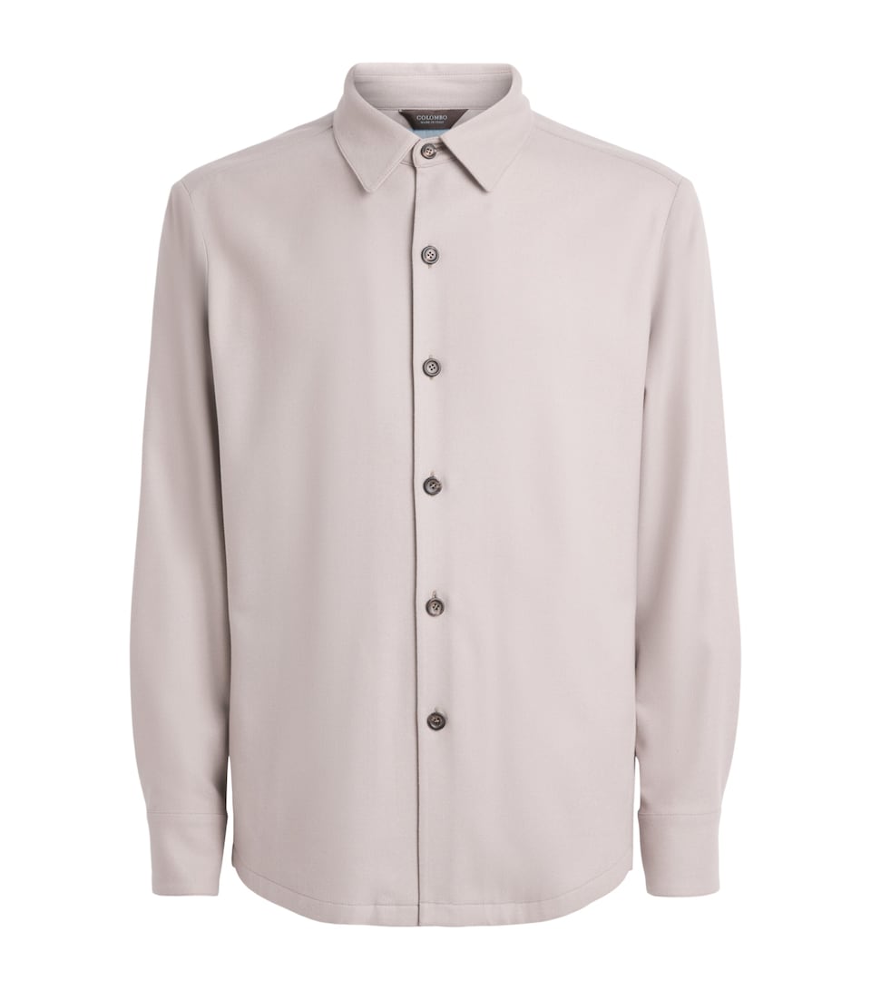 Colombo Mens Wool-Blend Overshirt Light Beige