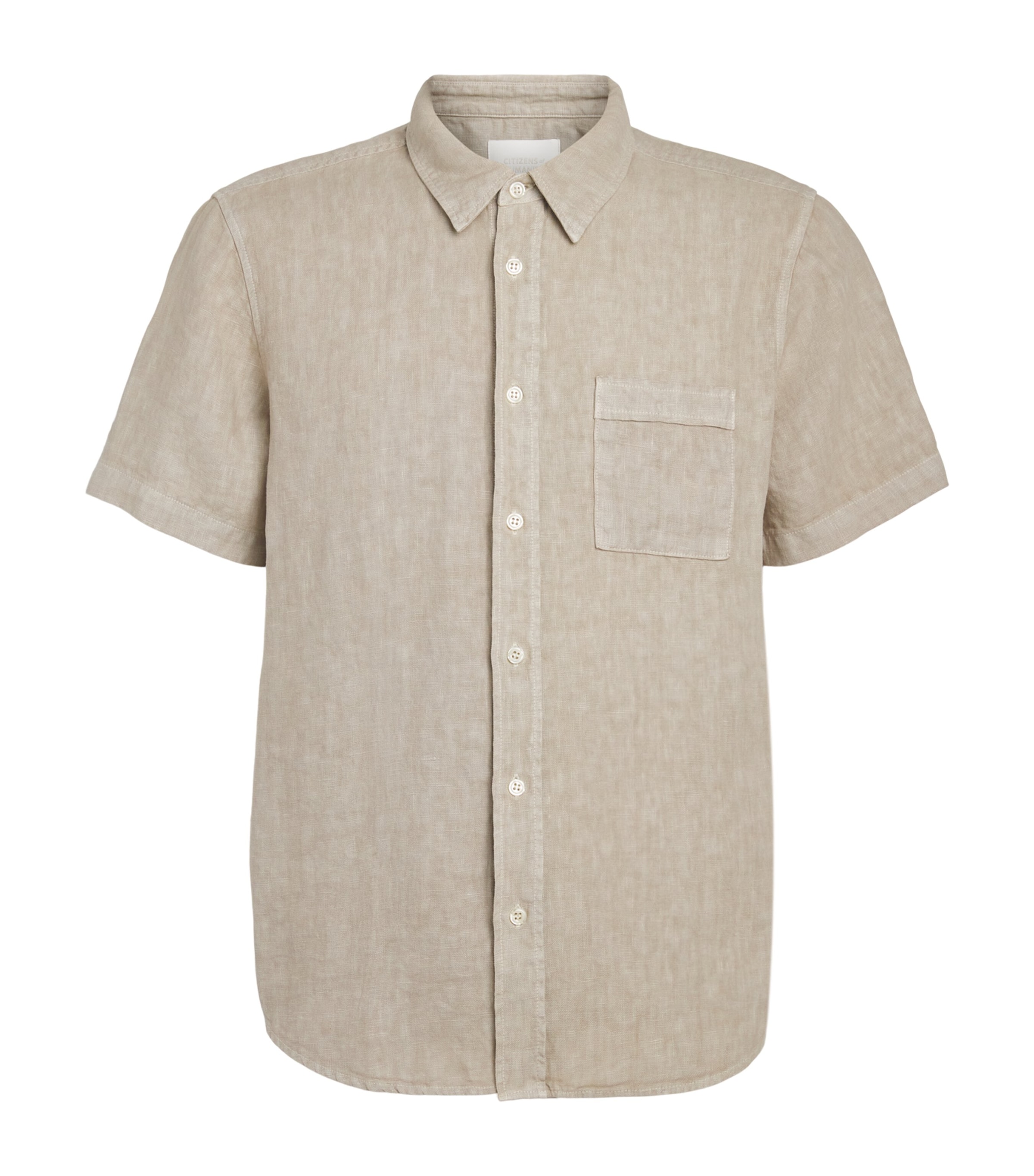 Citizens of Humanity Mens Linen Short-Sleeve Cairo Shirt Wheat