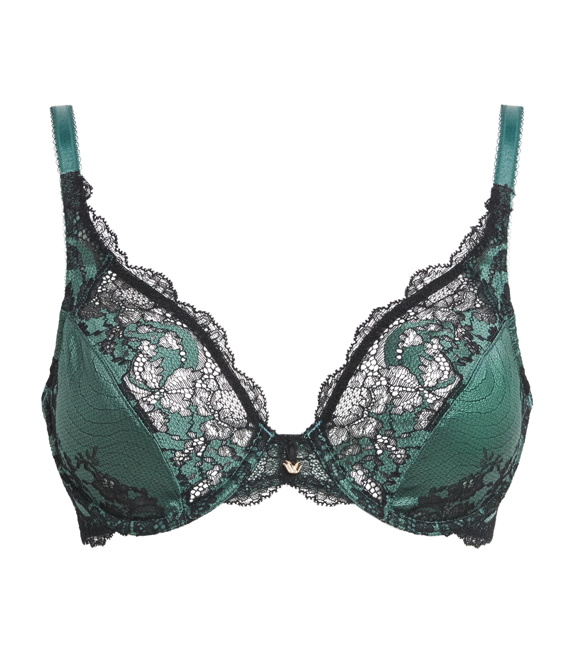 Wacoal Womens Modern Affair Plunge Bra Silver Pine Black