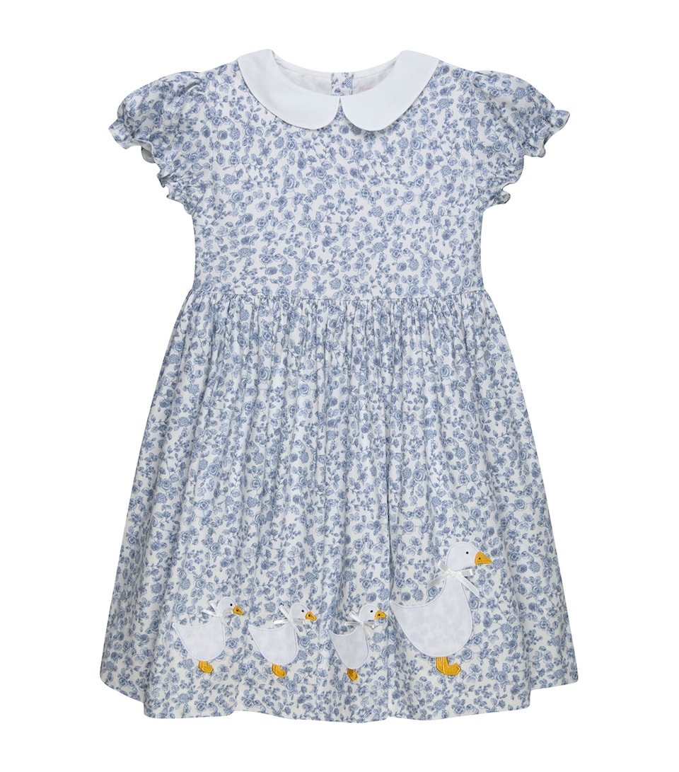 Trotters Floral Duck Dress (6-11 Years) Pale Blue