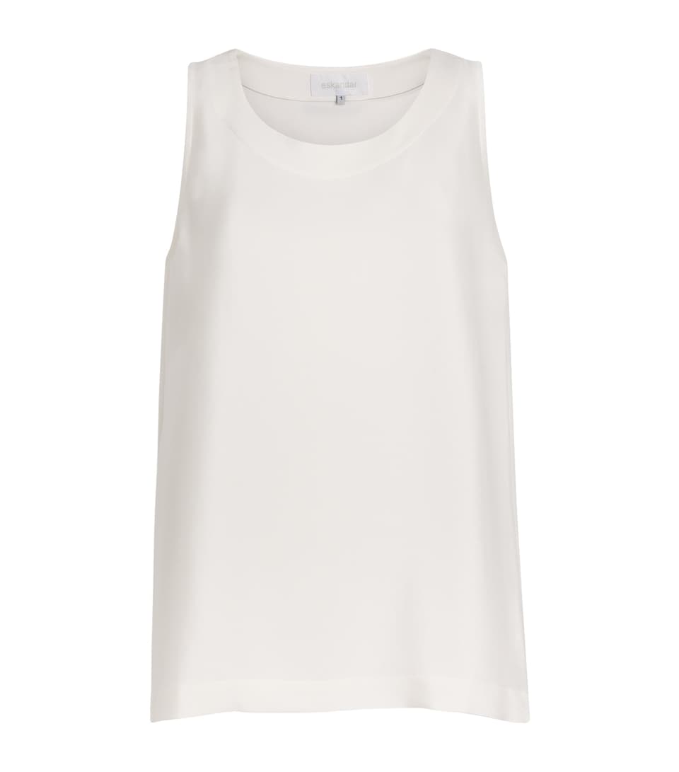 Eskandar Womens Silk Sleeveless Top White