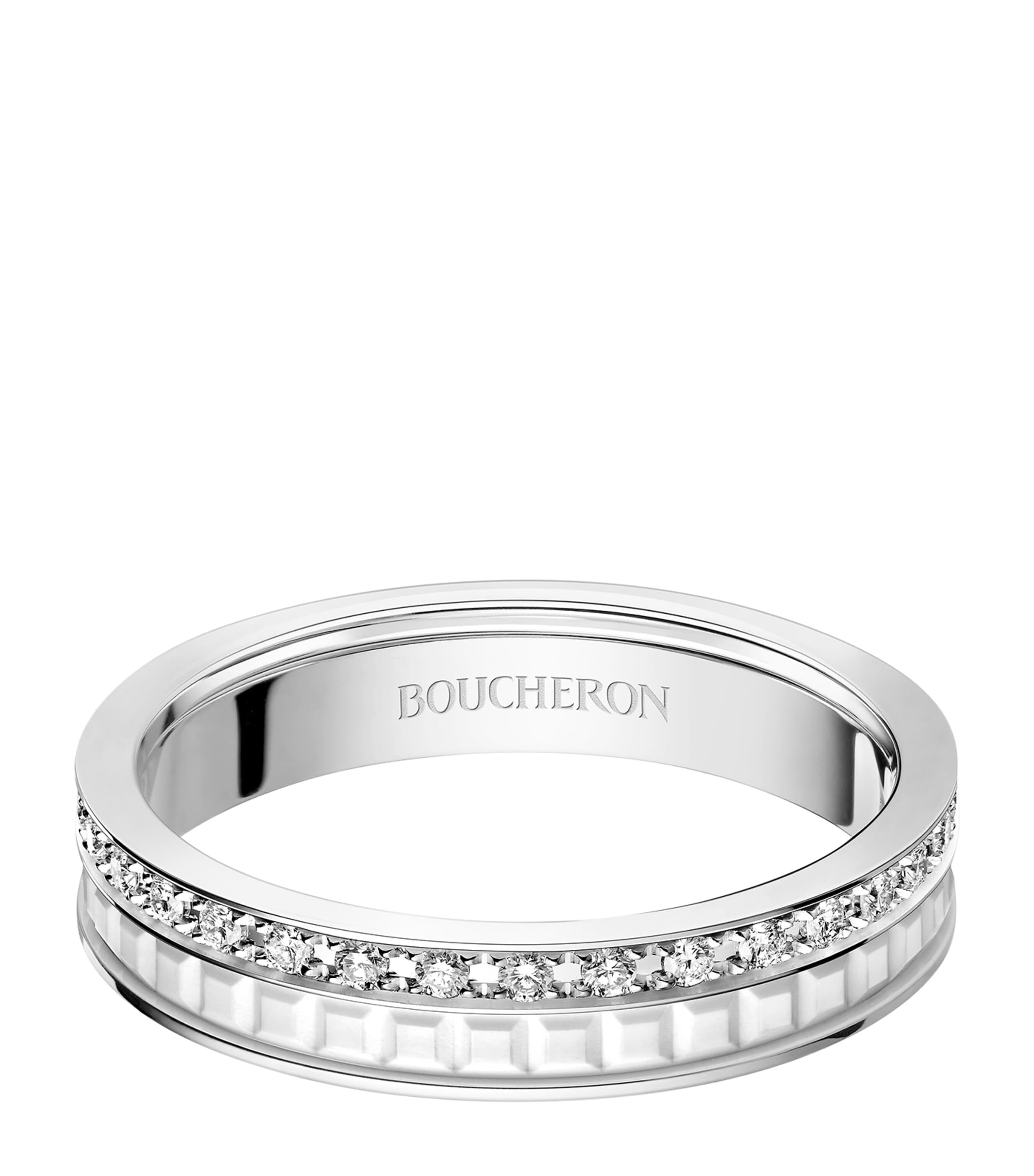 White Gold and Diamond Quatre Double White Edition Wedding Band
