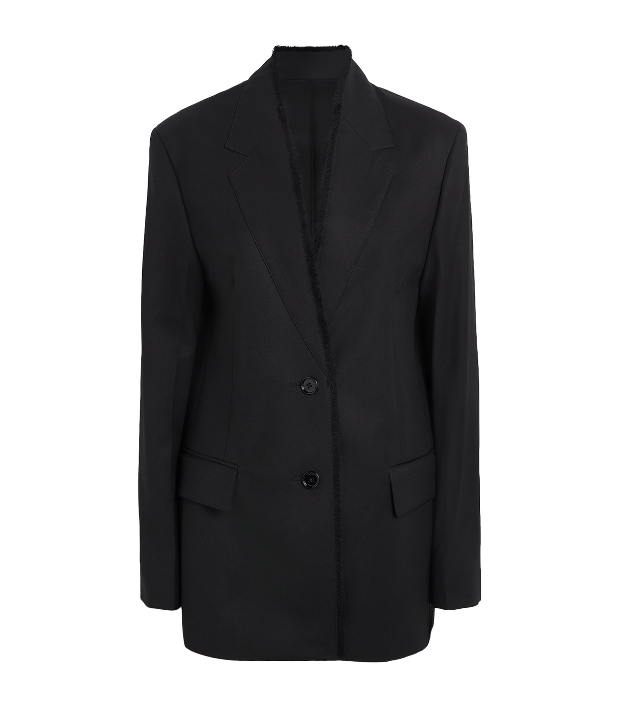 Wool Raw-Lapel Blazer