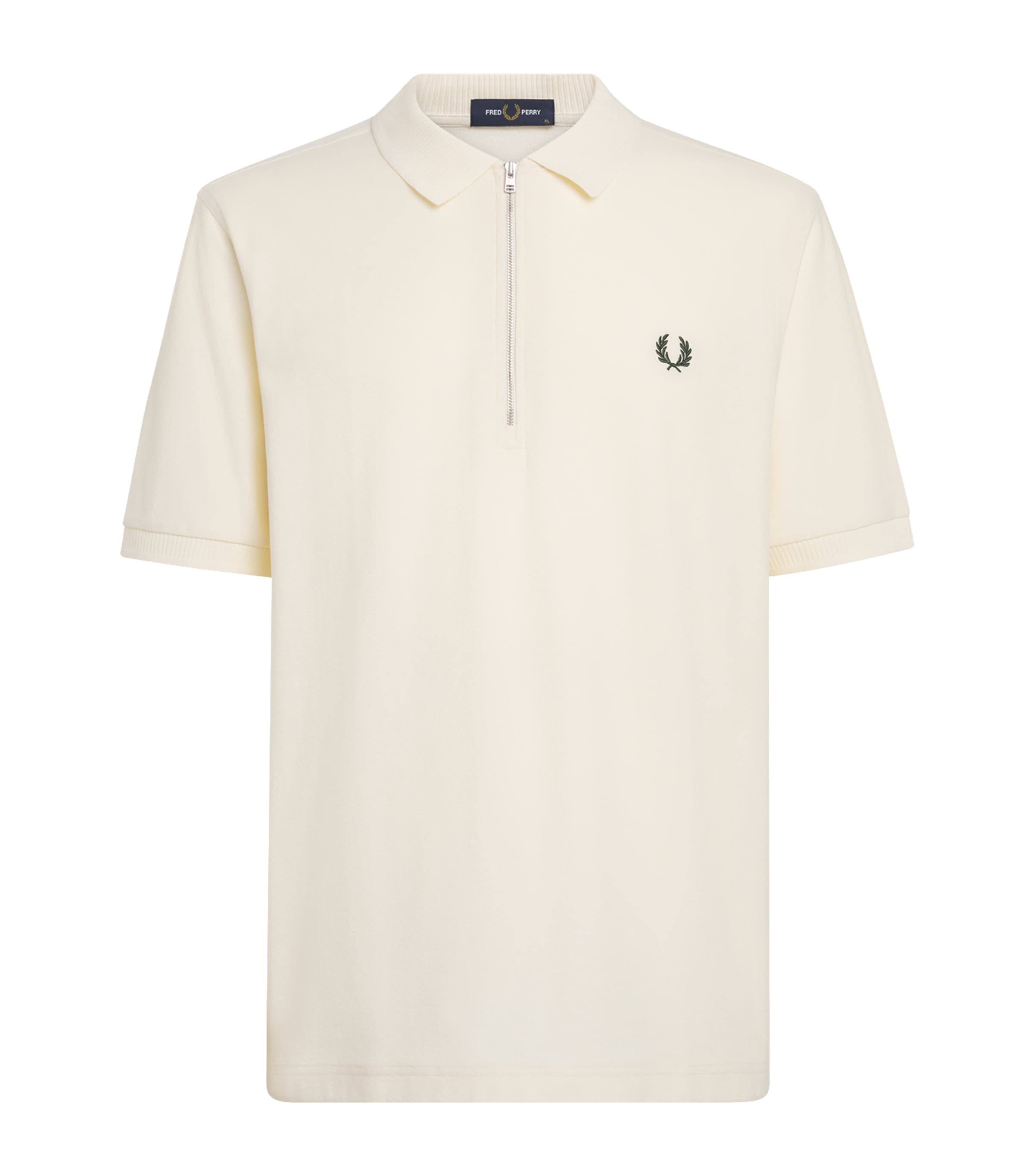 Fred Perry Mens Cotton Crepe Piqué Polo Shirt Ecru