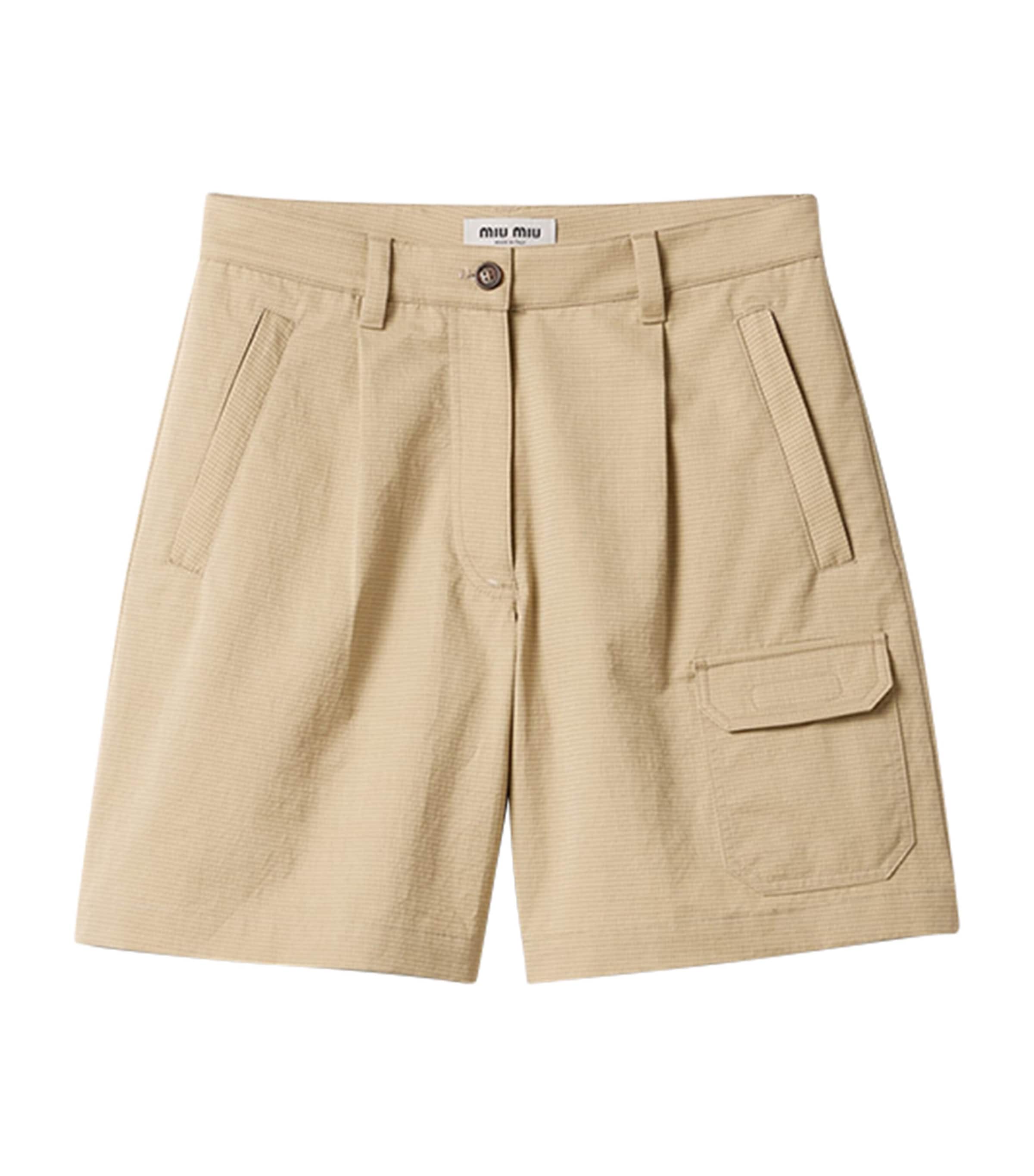 Miu Miu Womens Chino Bermuda Shorts Neutral