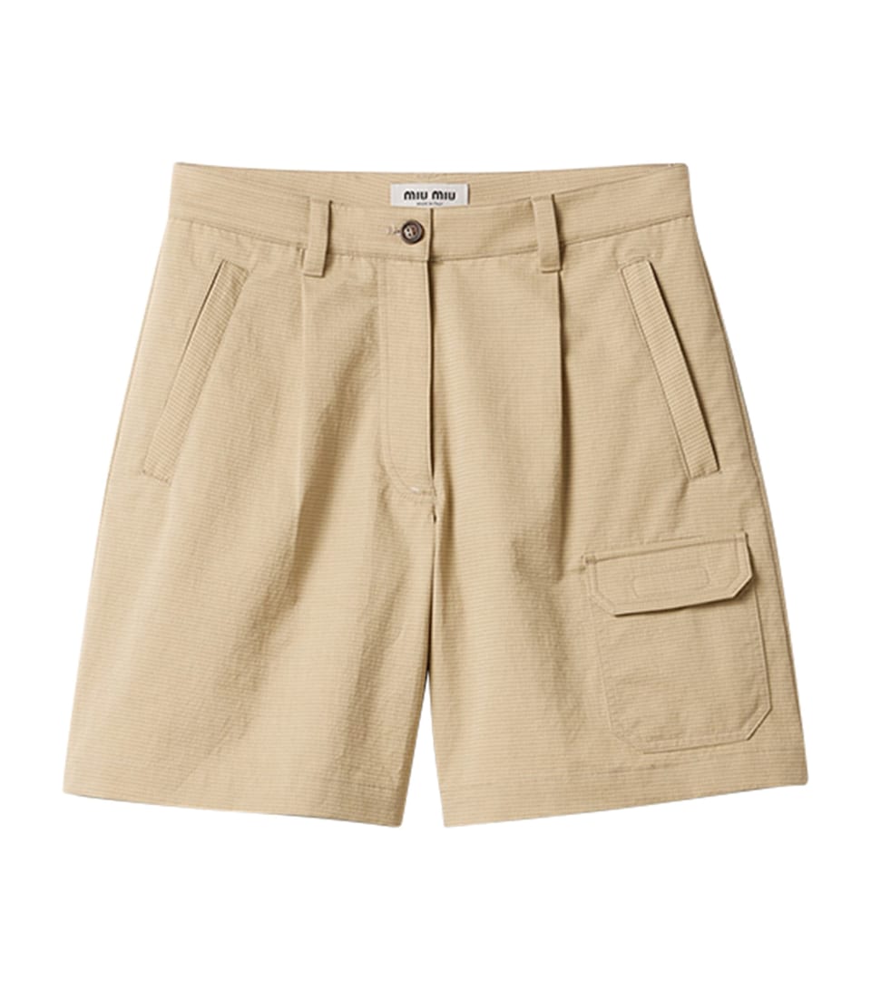 Miu Miu Womens Chino Bermuda Shorts Neutral