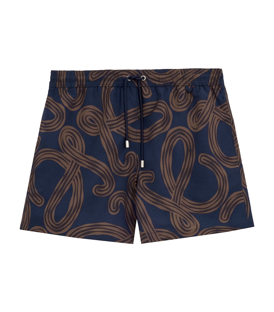 LOEWE Mens x Paula’s Ibiza Anagram Swim Shorts Navy/brown
