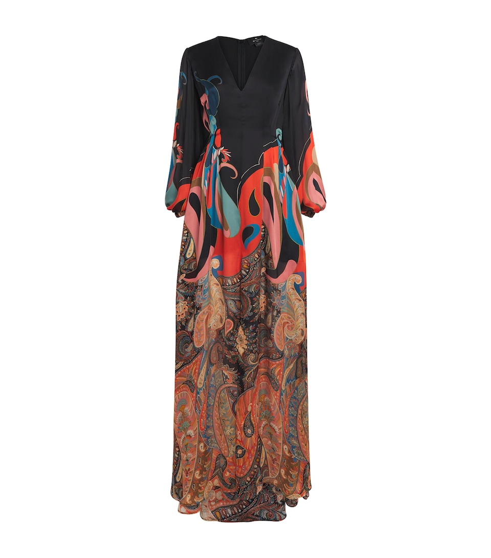 Etro Womens Silk Paisley Maxi Dress Black Print