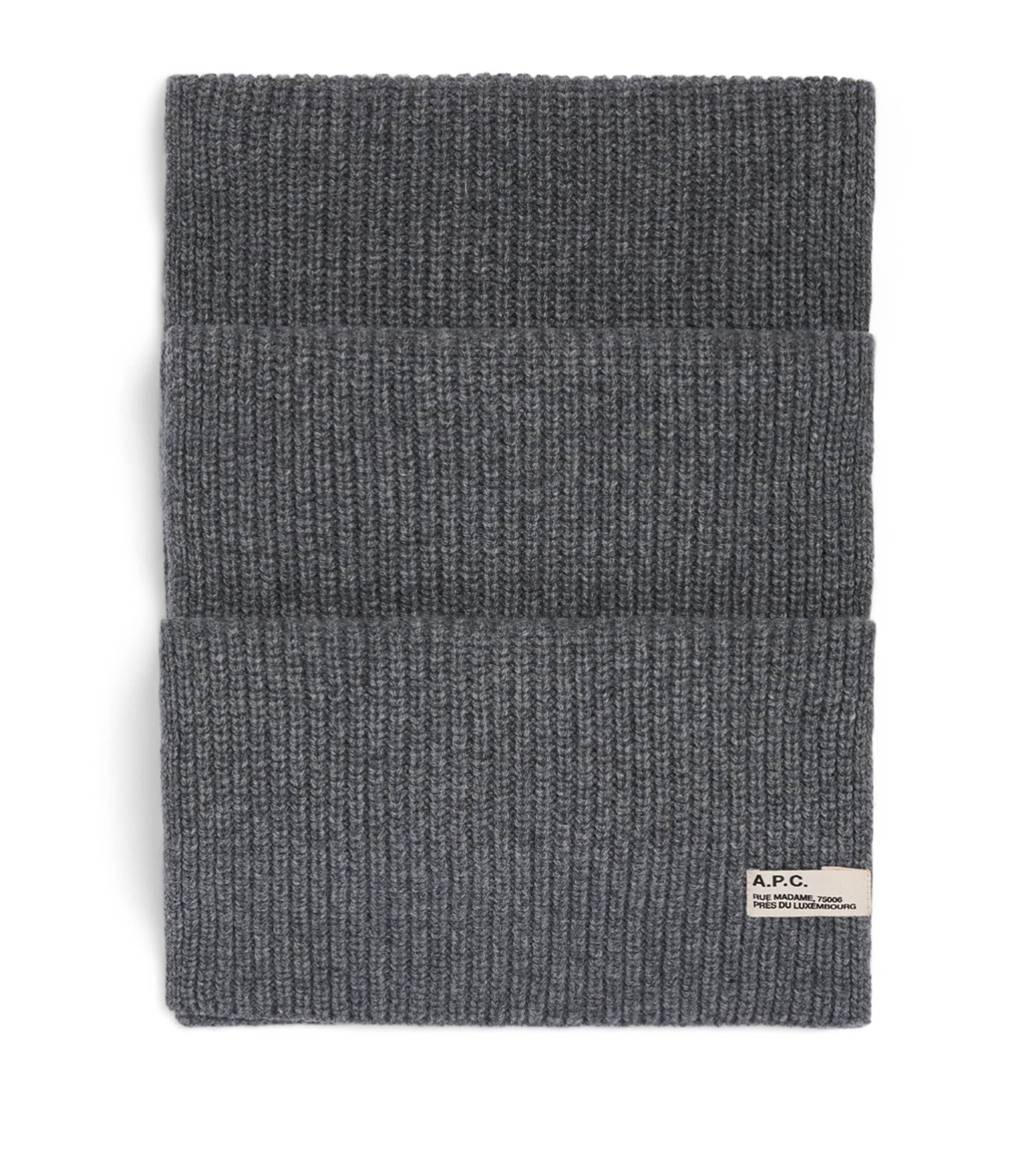 A.P.C. Wool-Cashmere Sasha Scarf Lad Anthracite