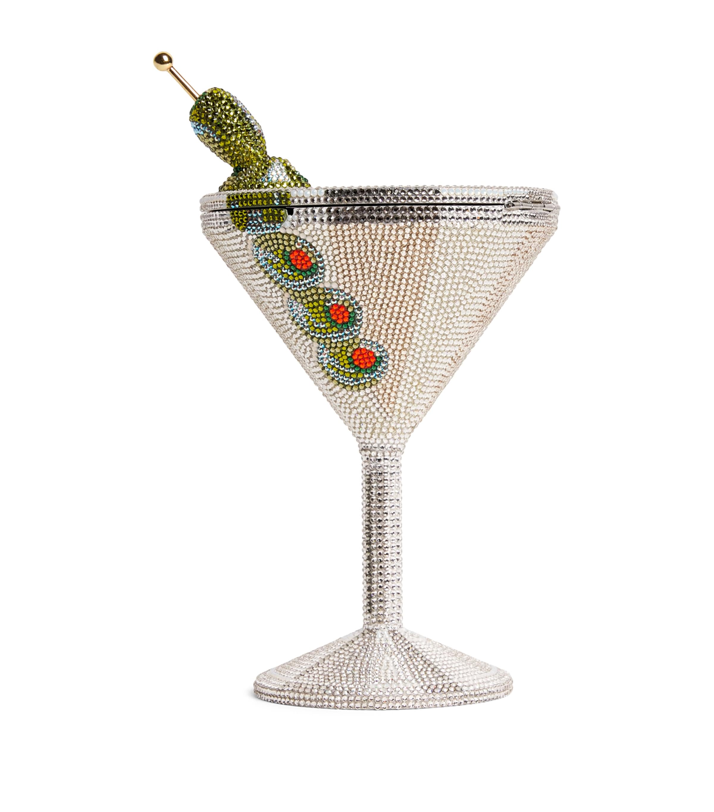 Judith Leiber Embellished Martini Clutch Bag Srhmt Silver Rhine