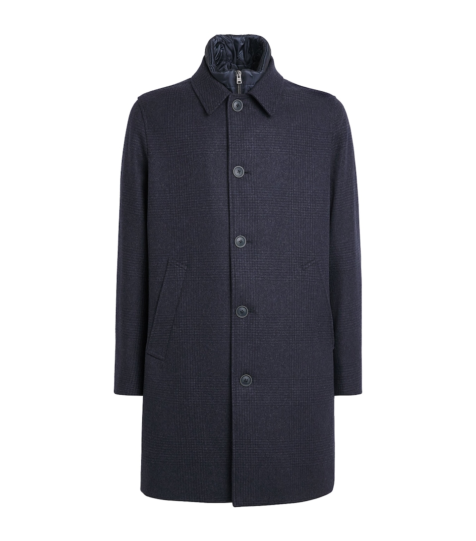 Herno Mens Wool-Blend Gilet Coat Blu Navy