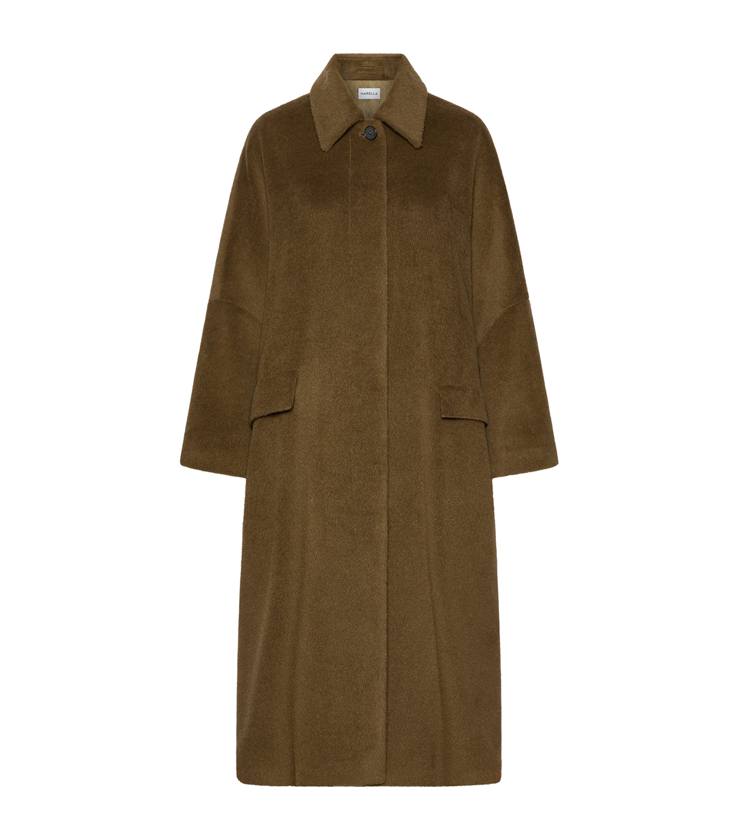 Marella Womens Alpaca-Virgin Wool Coat Kaki