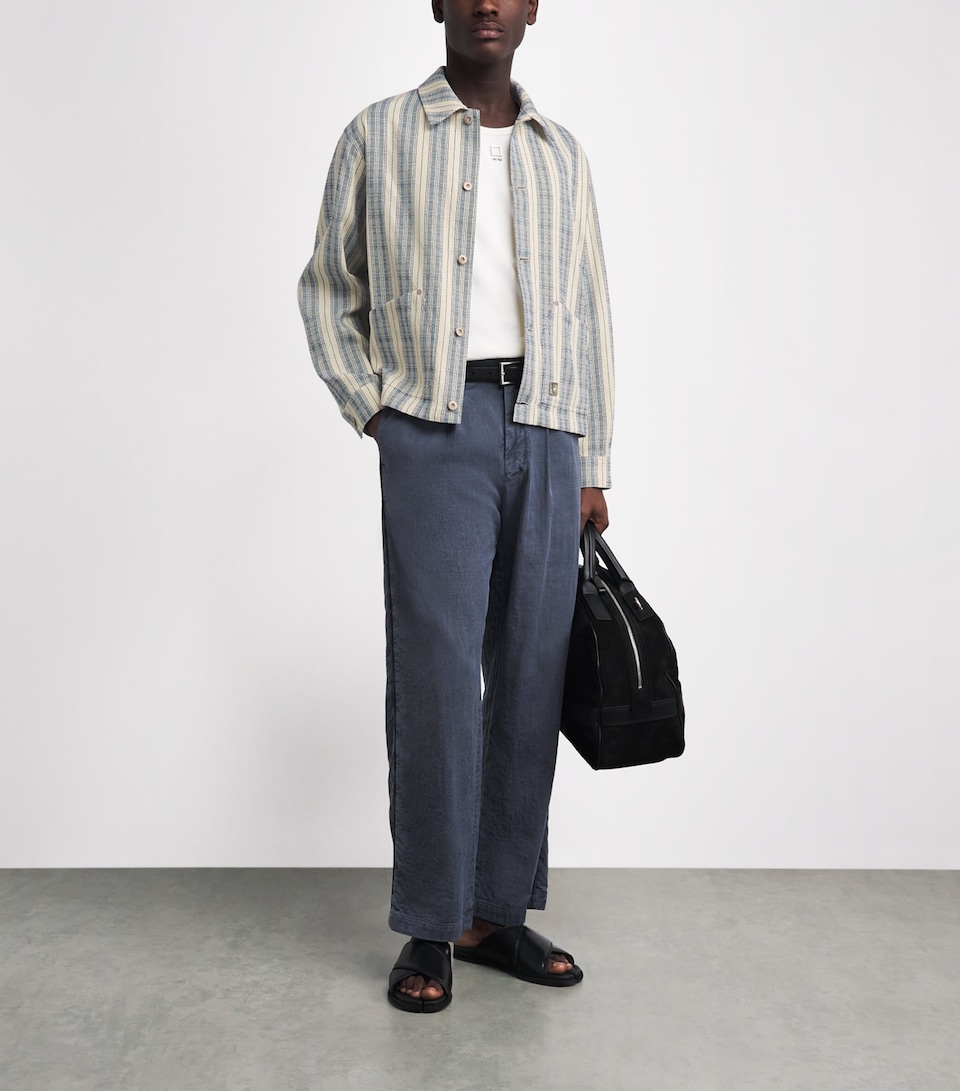 Wooyoungmi Mens Cotton Textured Stripe Shirt White