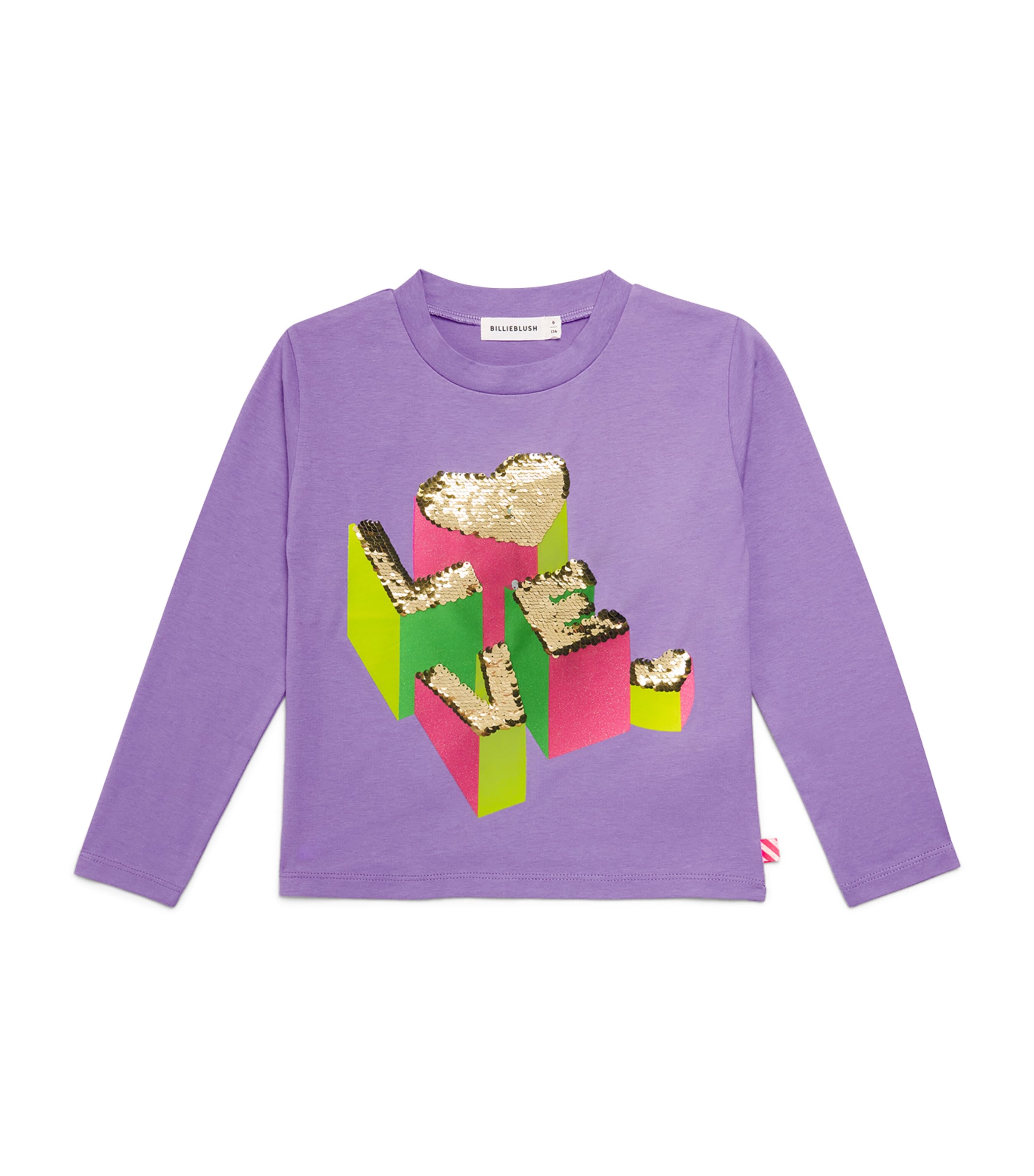 Billieblush Sequin Love Long-Sleeve T-Shirt (2-12 Years) Purple Tulip