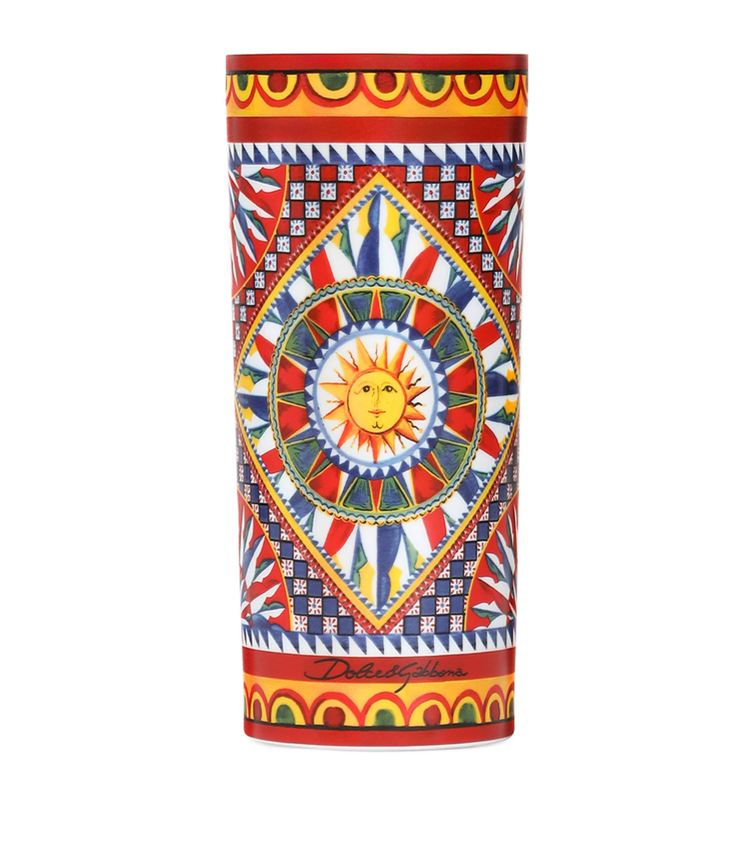 Dolce&Gabbana Casa Porcelain Cylindrical Vase (23cm) Sole F.do Carr