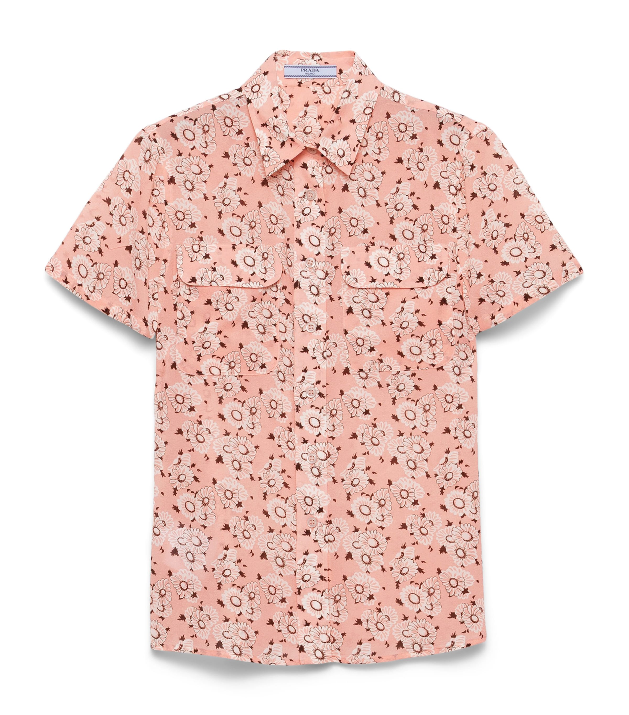 Stretch-Silk Georgette Floral Shirt