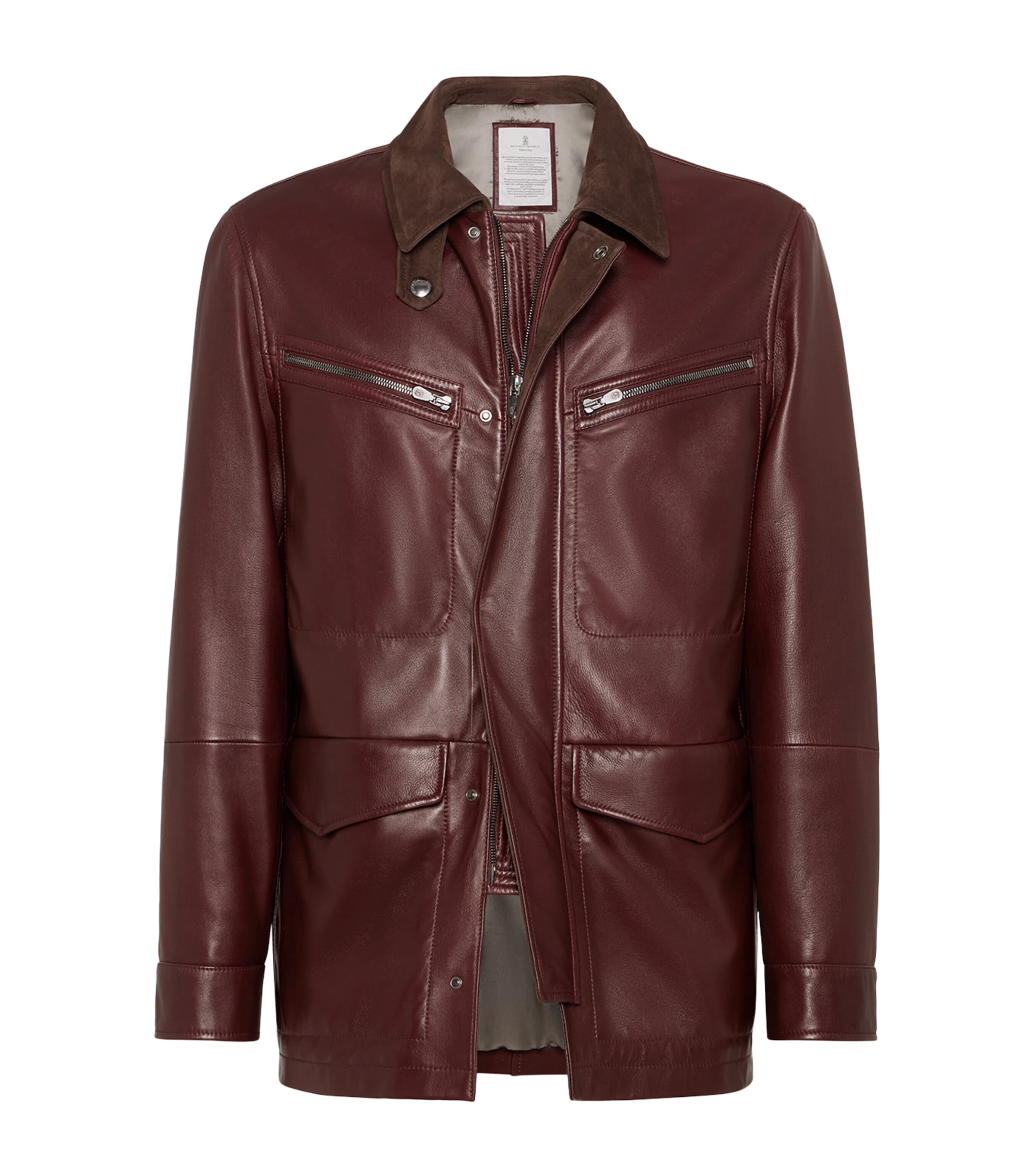 Leather-Suede Padded Jacket