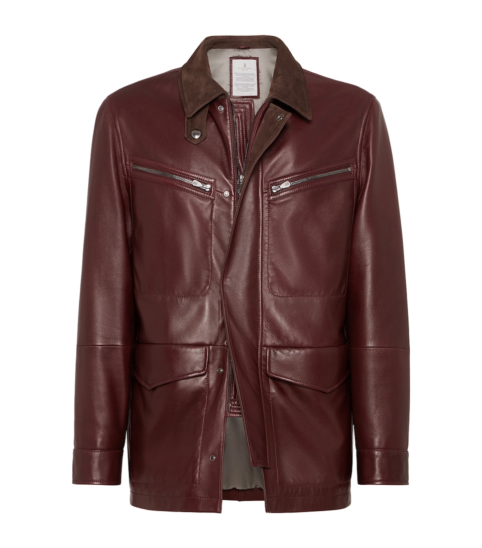 Leather-Suede Padded Jacket