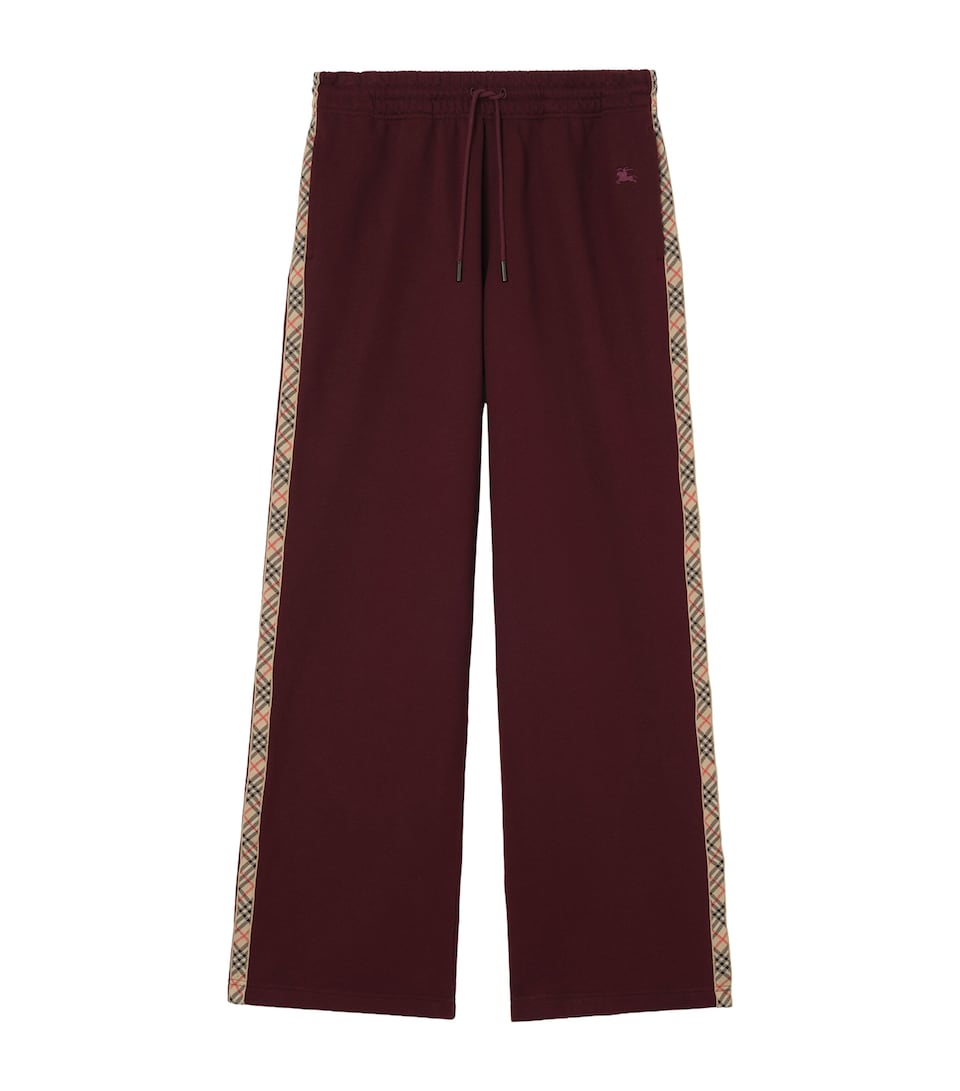 Burberry Womens Cotton Check-Tape Sweatpants Vineyard Red