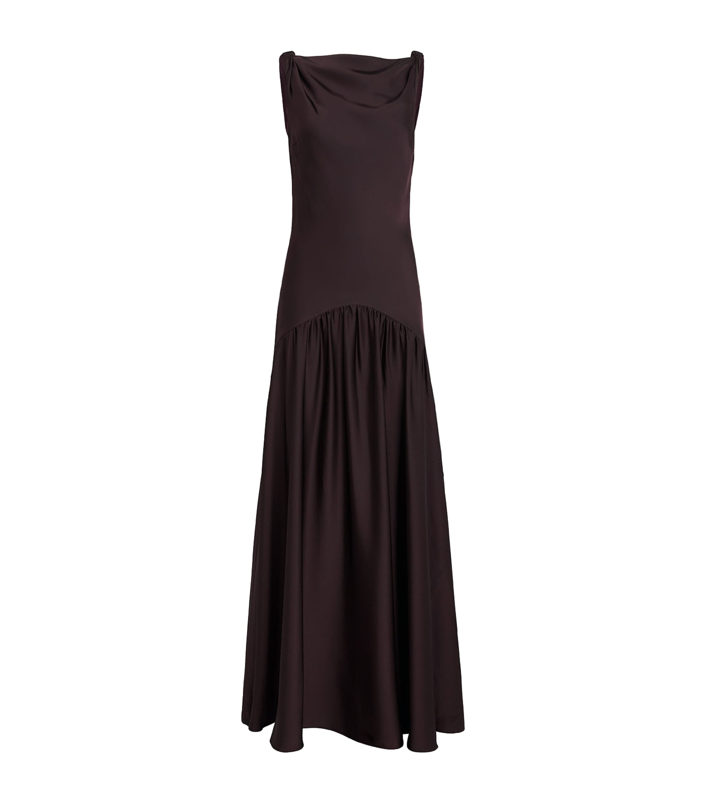 Roland Mouret Womens Satin Drop-Waist Gown Brown