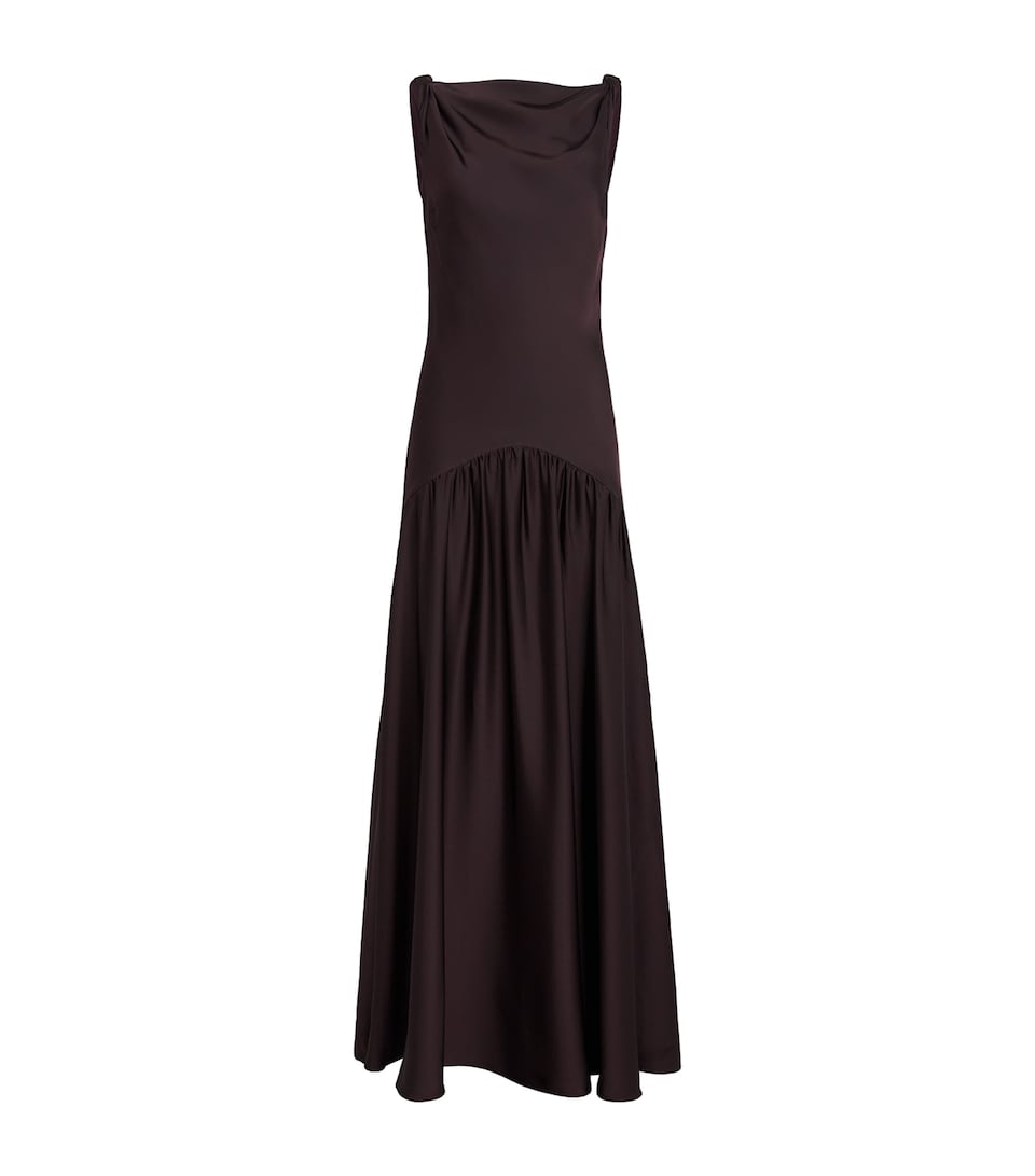Roland Mouret Womens Satin Drop-Waist Gown Brown