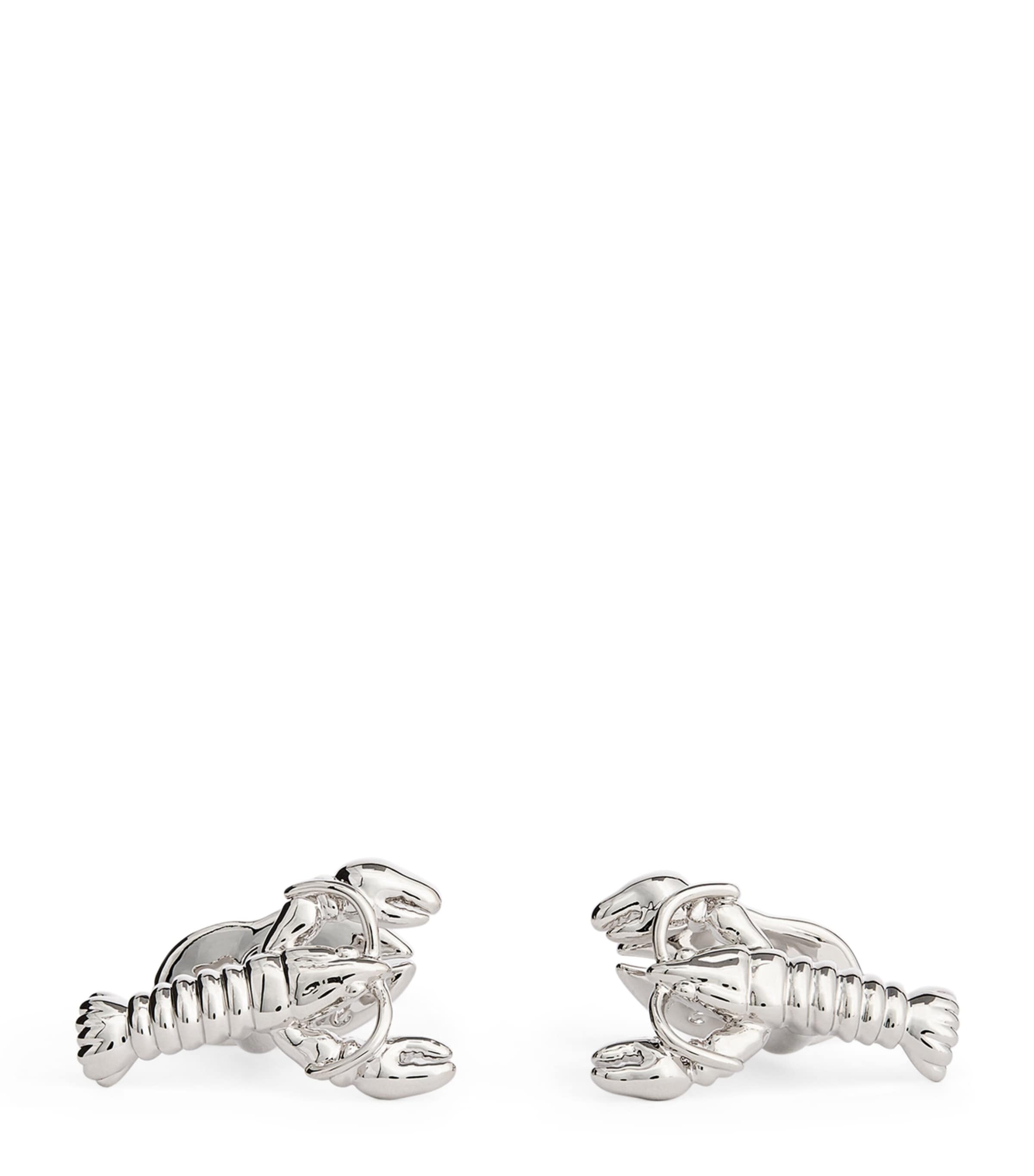 Babette Wasserman Rhodium-Plated Lobster Cufflinks Silver