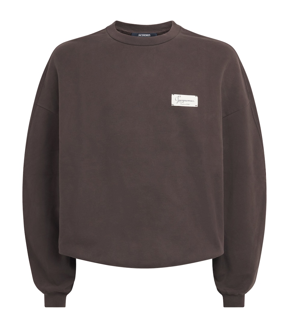 Jacquemus Mens Cotton Oversized Logo Sweatshirt Dark Brown