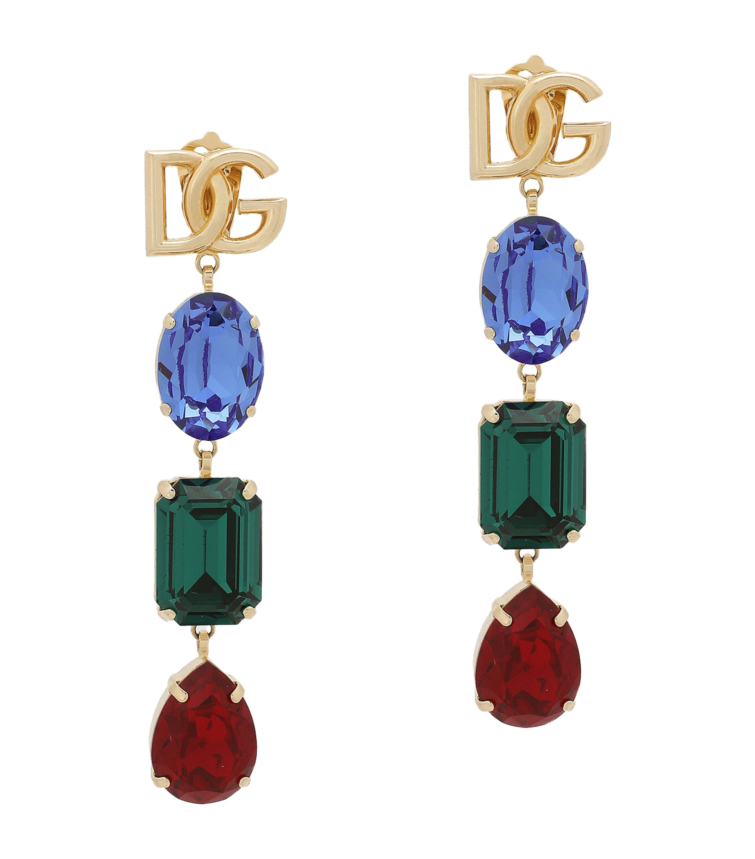 Dolce&Gabbana Rhinestone Logo Earrings Multicoloured