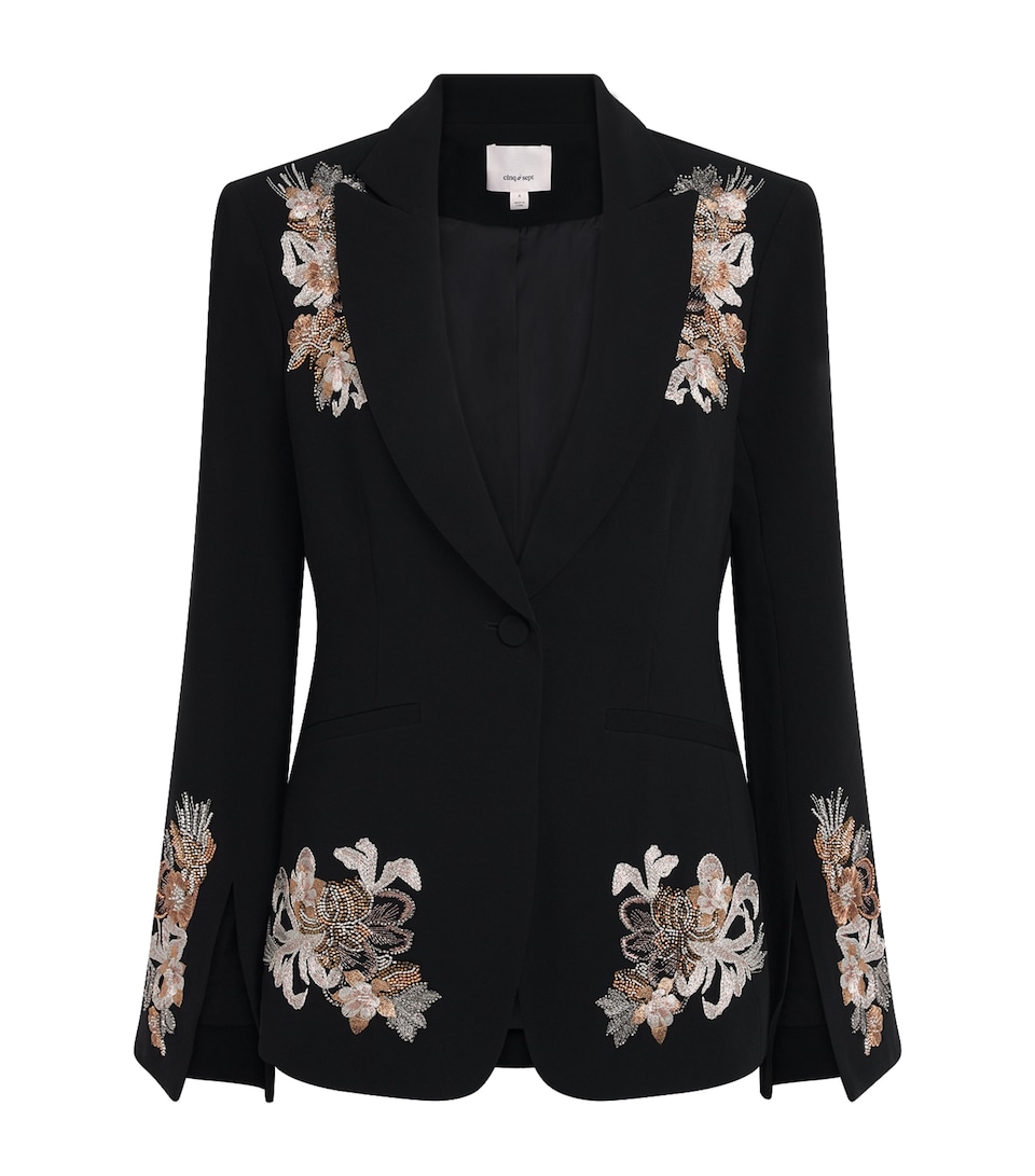 Cinq A Sept Womens Beaded Border Isby Blazer Black/neutral Multi