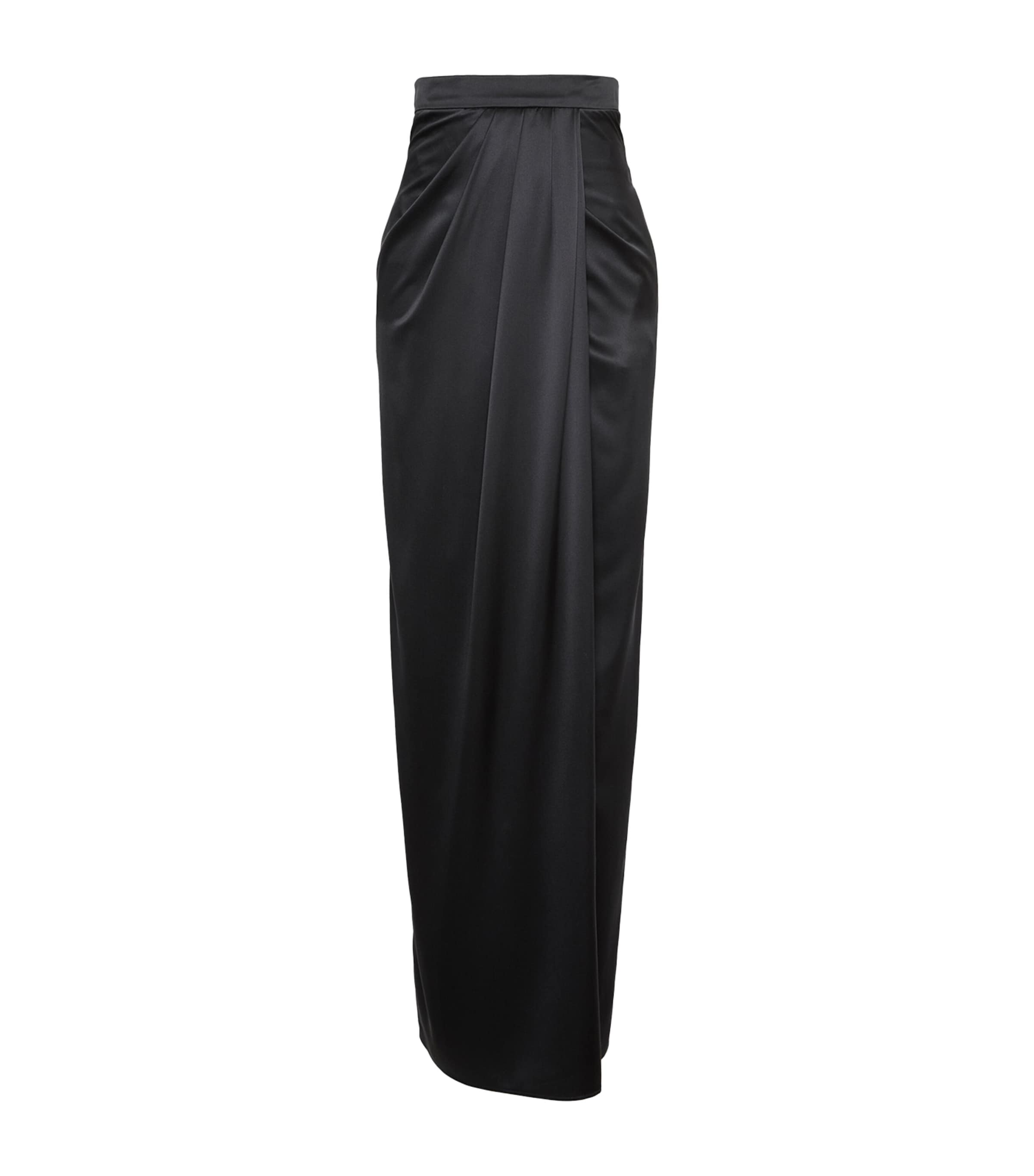 Max Mara Womens Silk Gathered Maxi Skirt Dark Grey