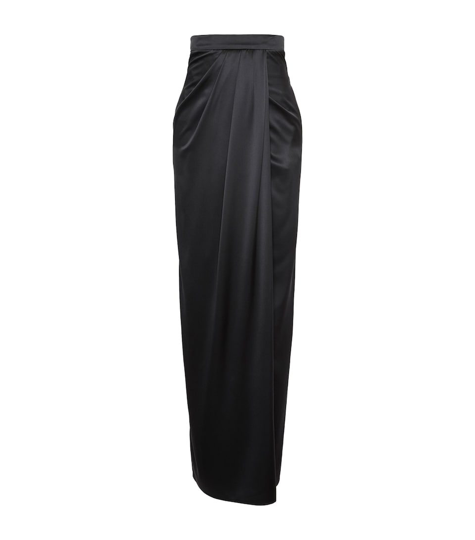 Max Mara Womens Silk Gathered Maxi Skirt Dark Grey