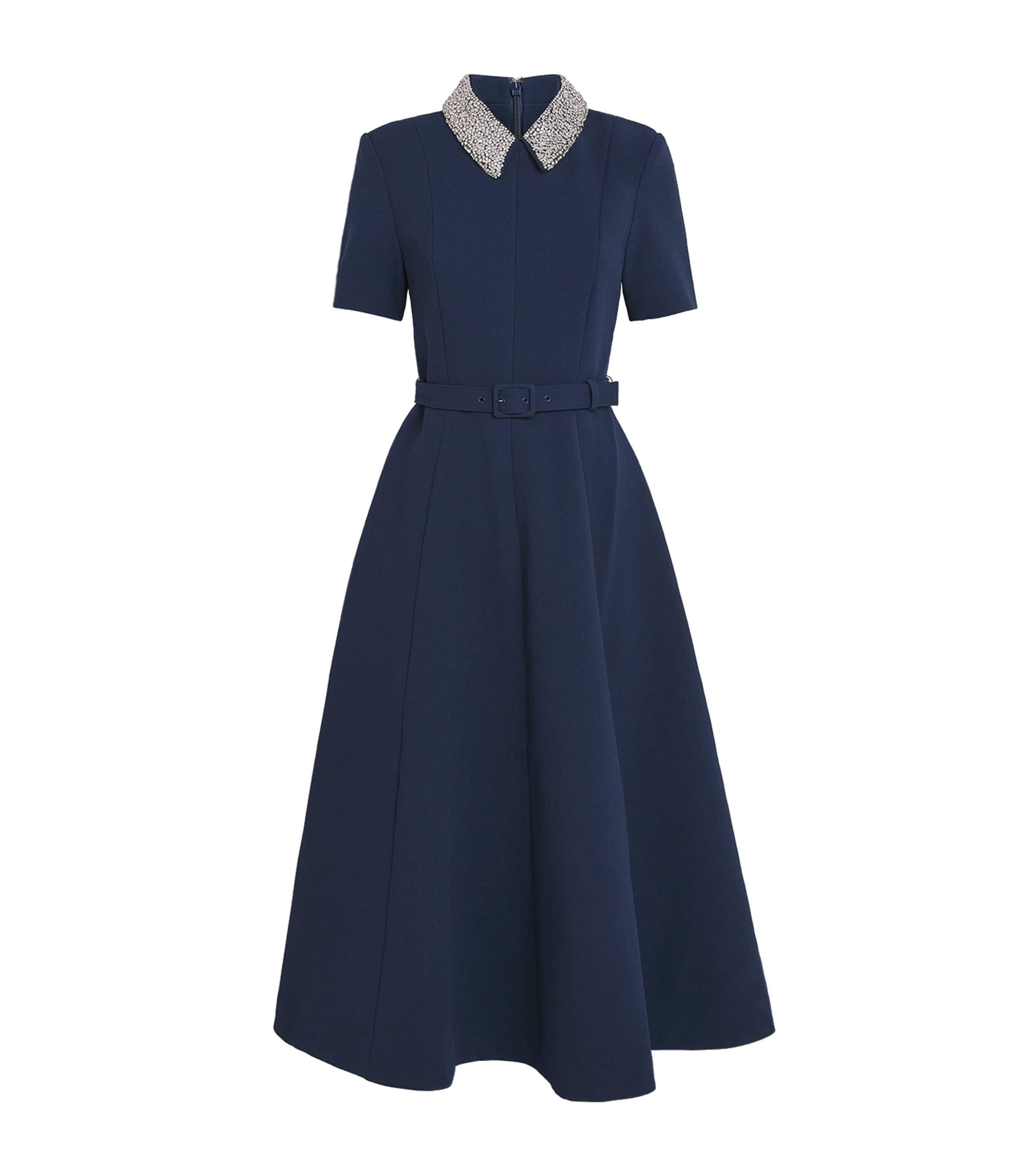 Embellished-Collar Xena Midi Dress