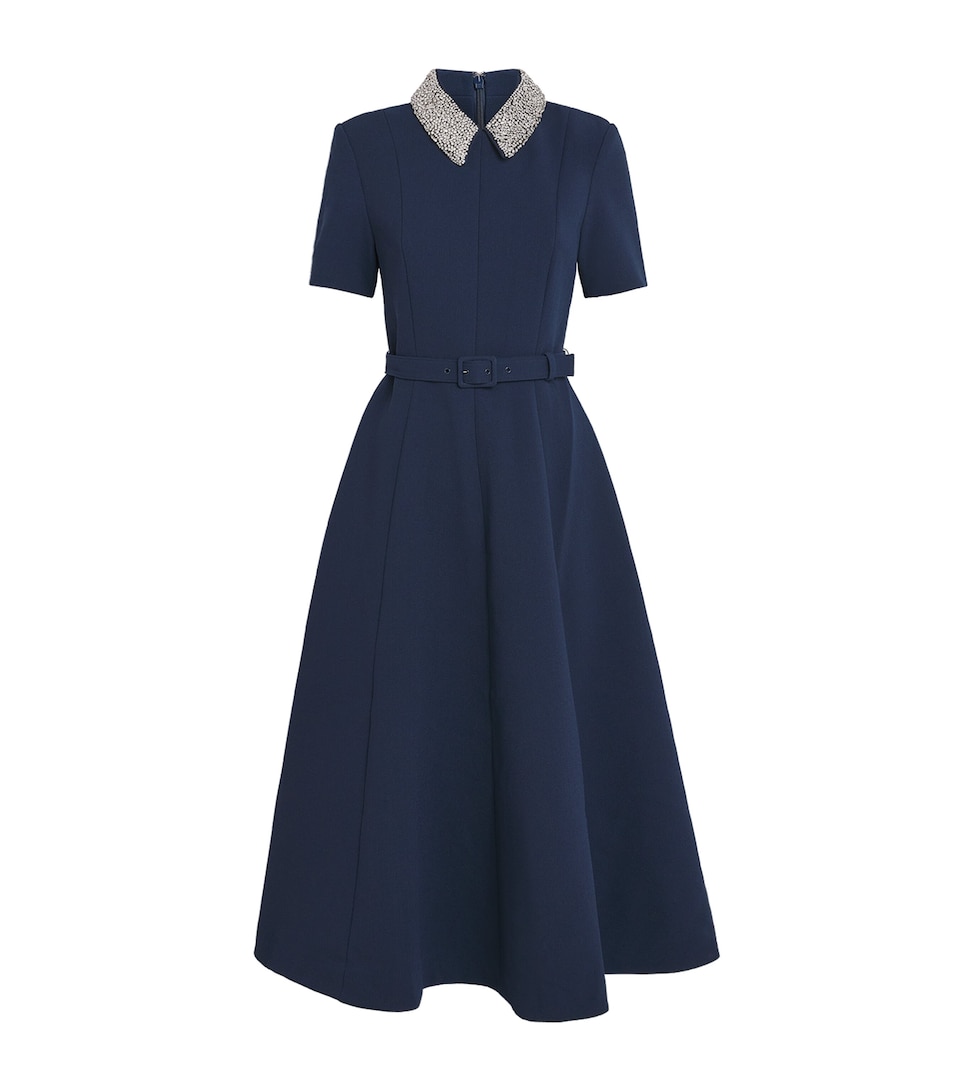 Embellished-Collar Xena Midi Dress