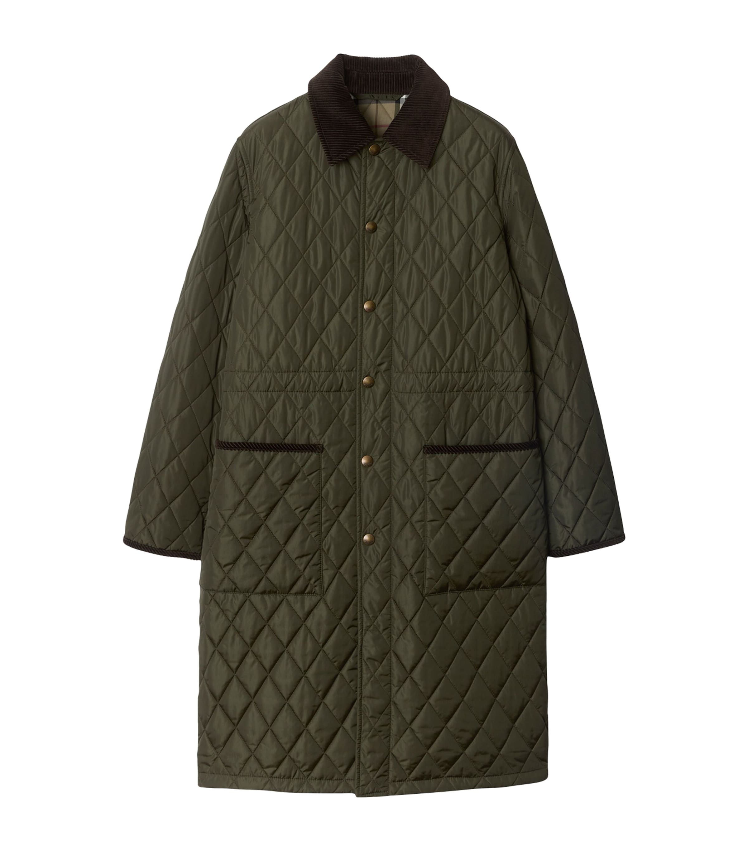 Burberry Womens Quilted Car Coat Shale