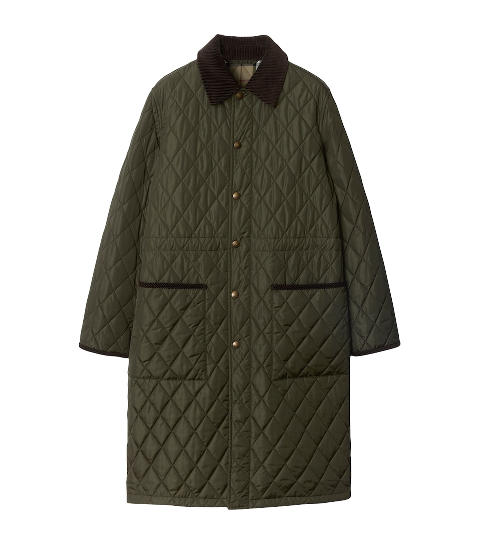 Burberry Womens Quilted Car Coat Shale