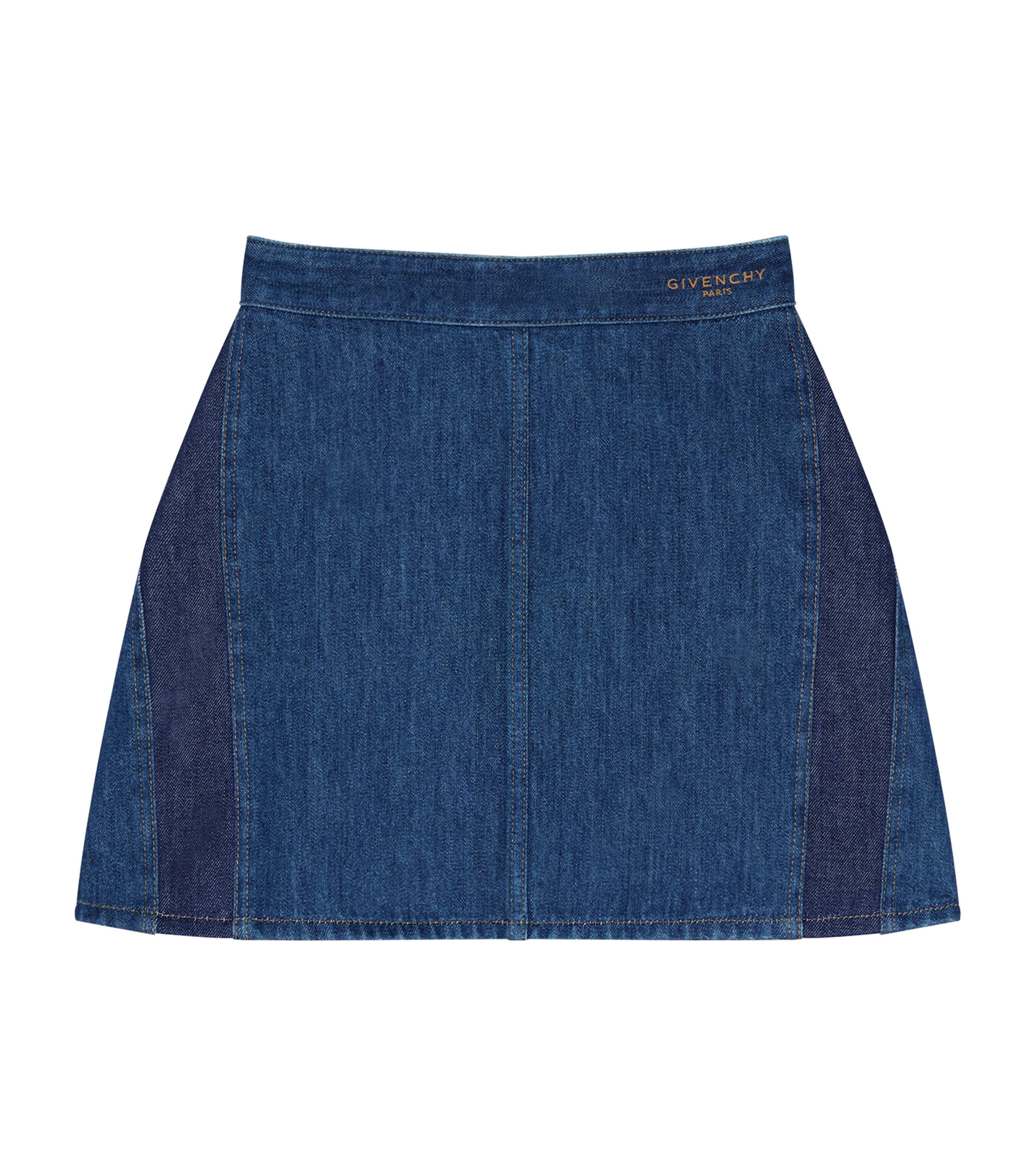 Givenchy Womens Inverted Seam-Detail Denim Mini Skirt