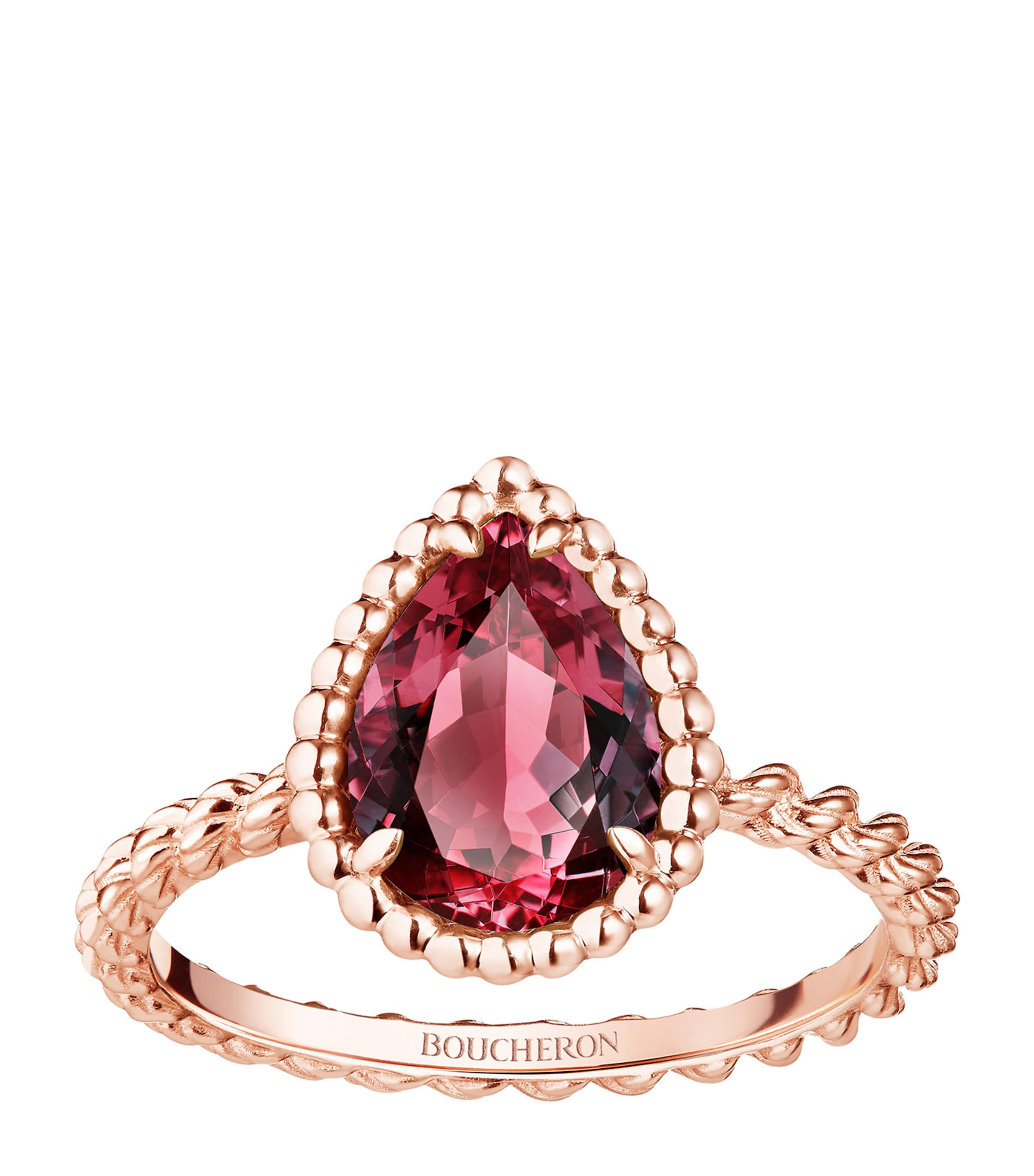 Small Rose Gold and Garnet Serpent Bohème Motif Ring