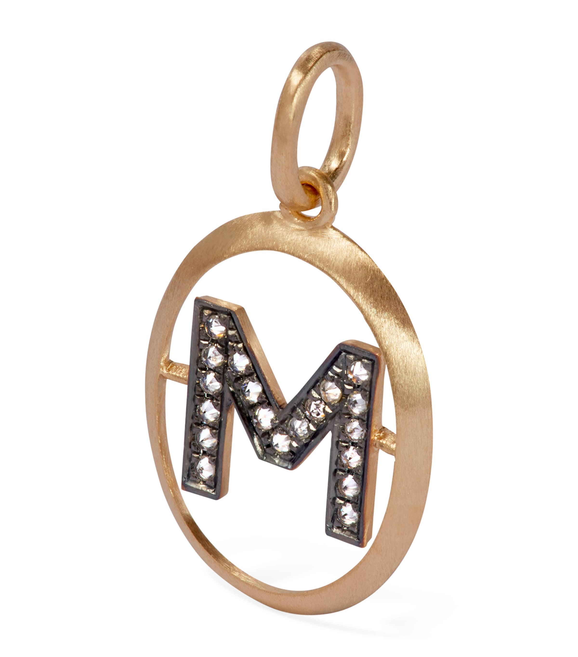 Yellow Gold and Diamond Initial M Pendant