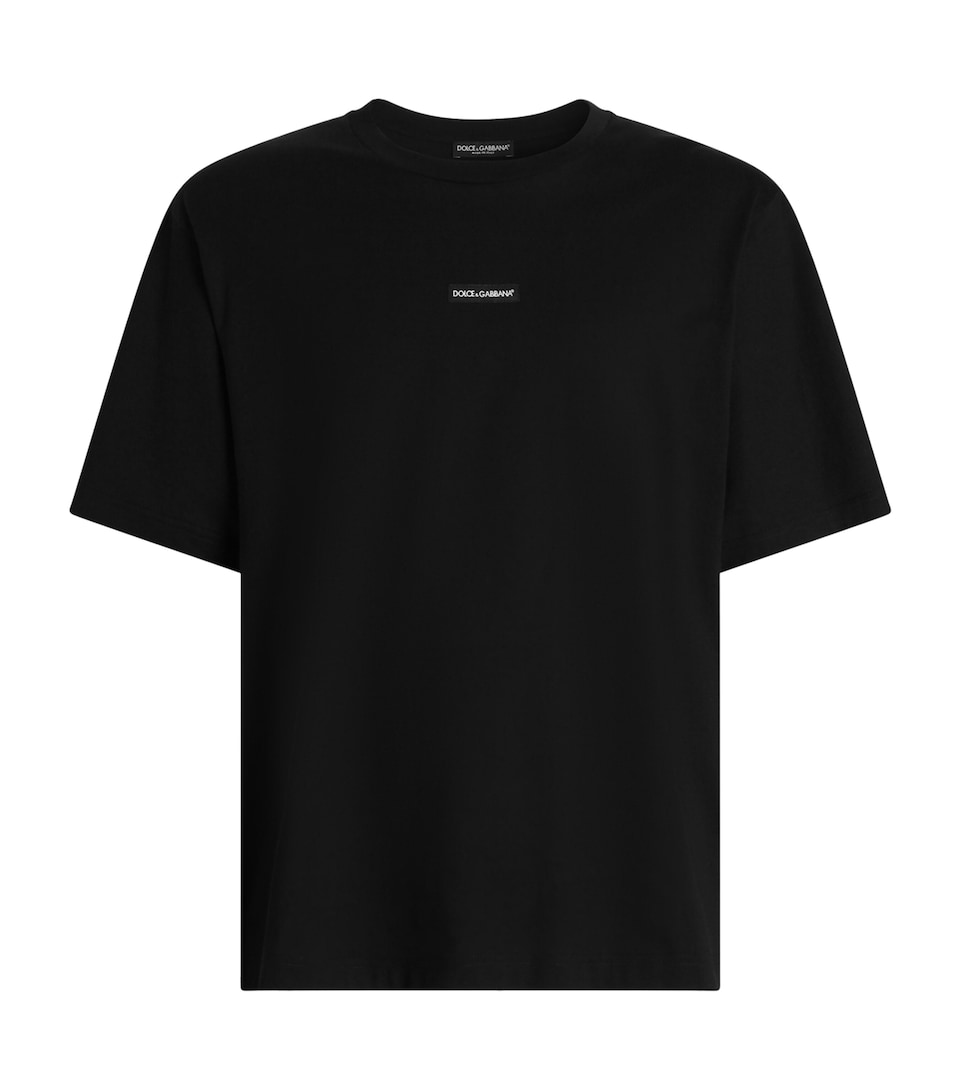 Dolce&Gabbana Mens Cotton Jersey Logo T-Shirt Black