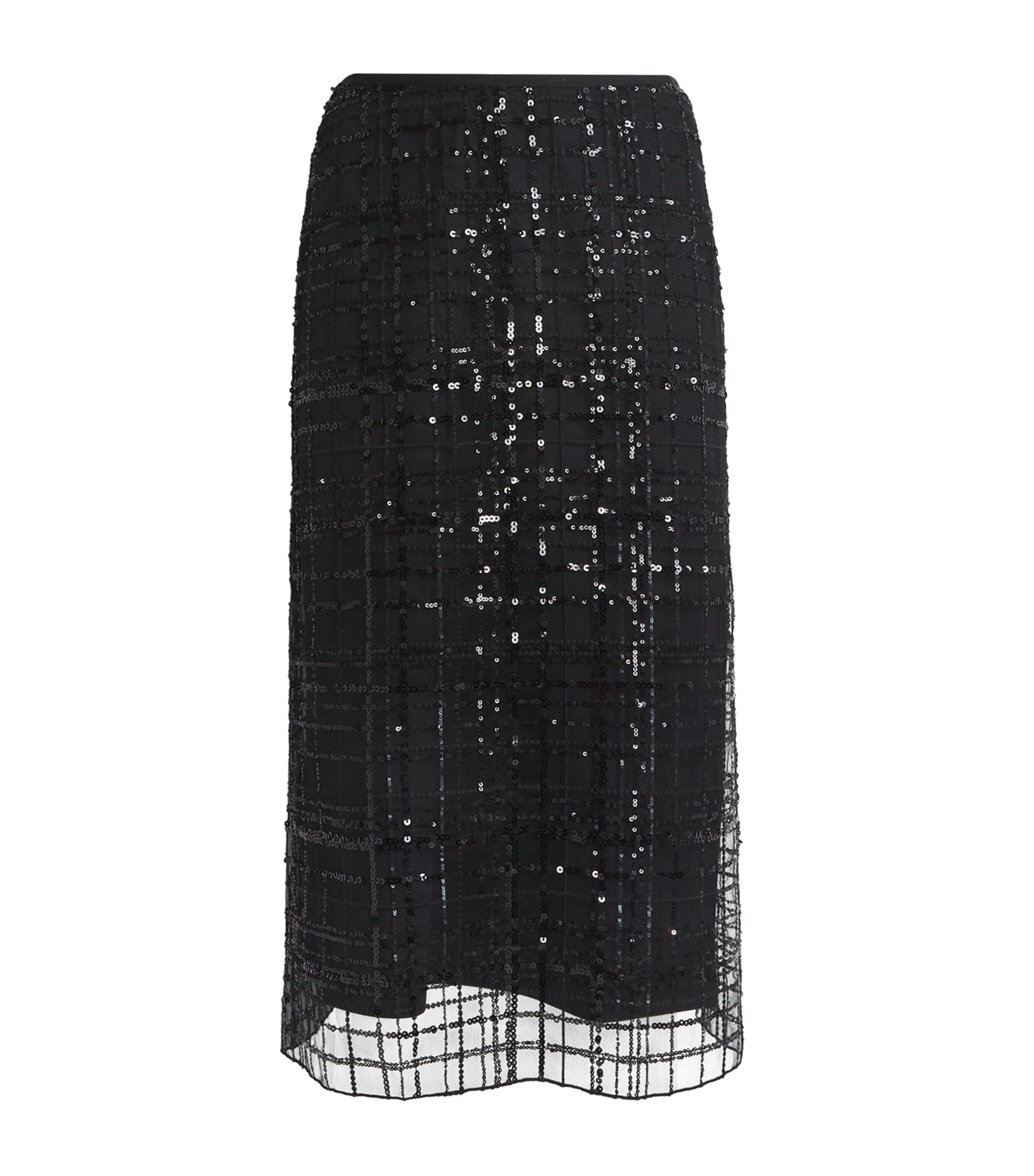 Sequin Check Midi Skirt
