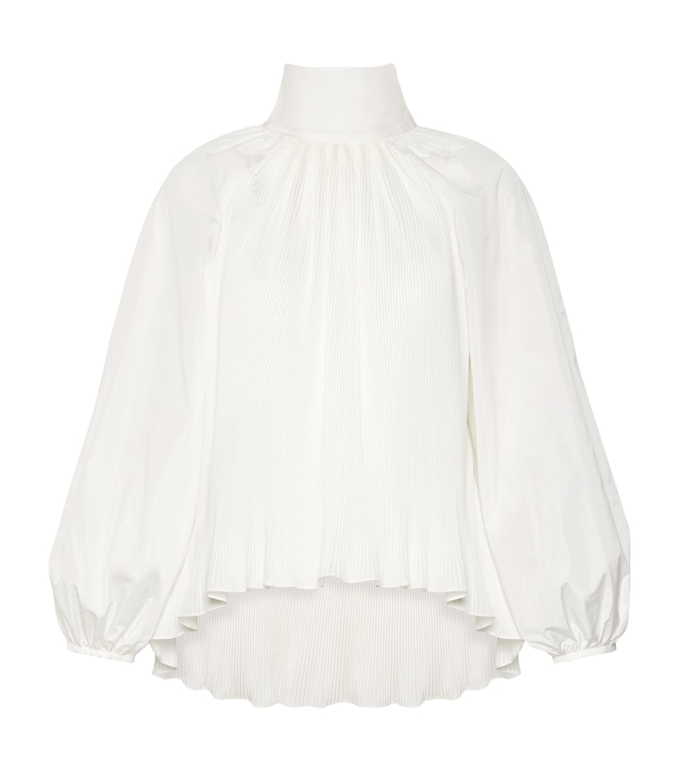 Max Mara Womens Pleated Pussybow Blouse White